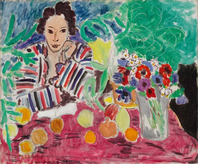 Striped Dress, Fruits and Anemones