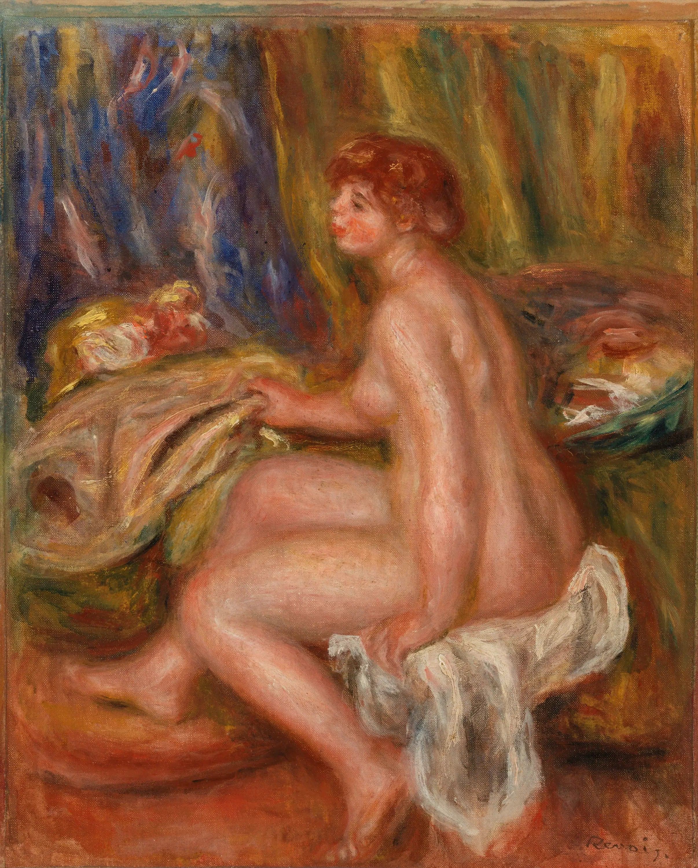 Nude Woman Sitting, Profile View - Pierre
