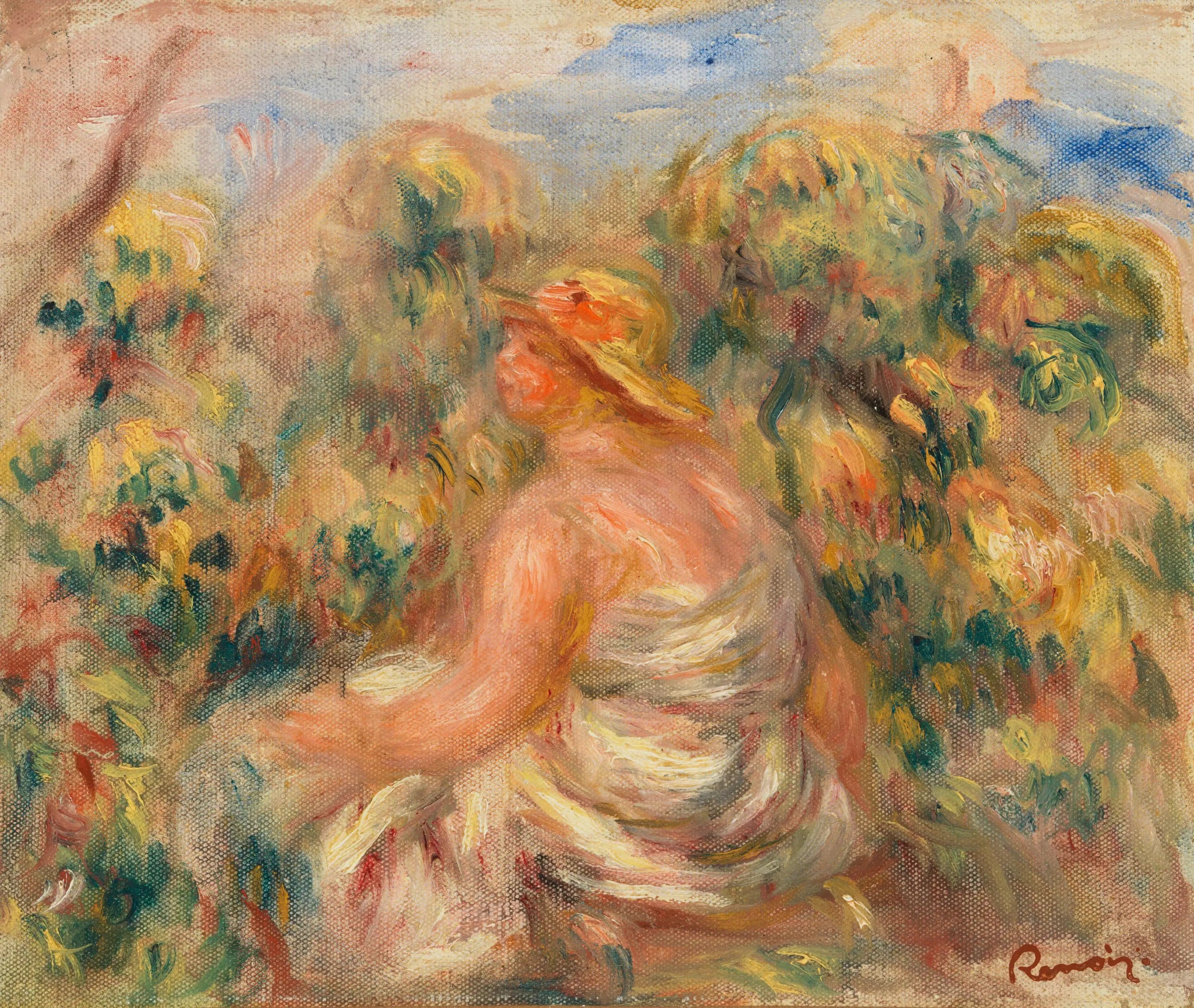 Woman with Hat in a Landscape - Pierre