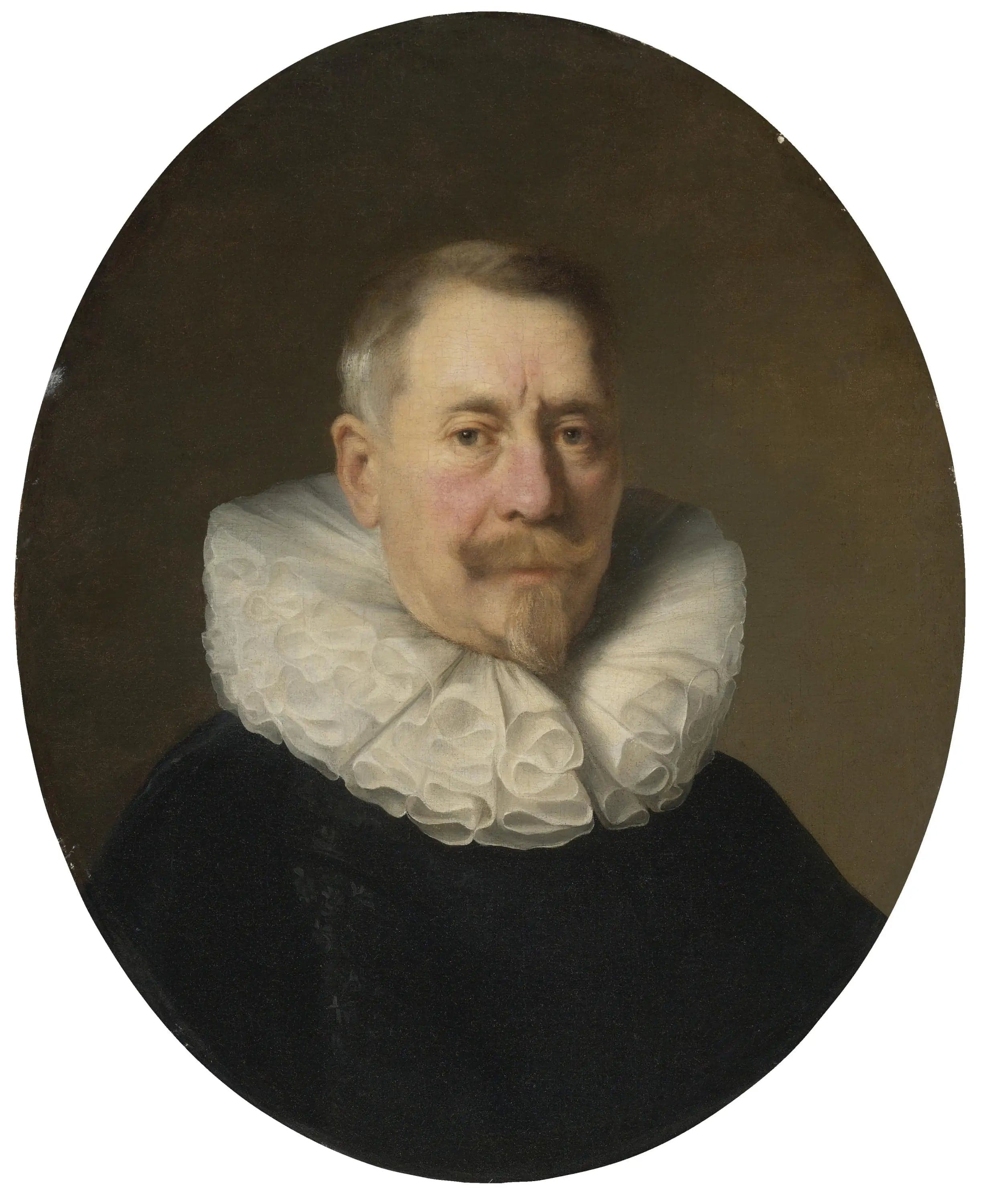 Elderly man wearing an 8 "to the confusion" collar