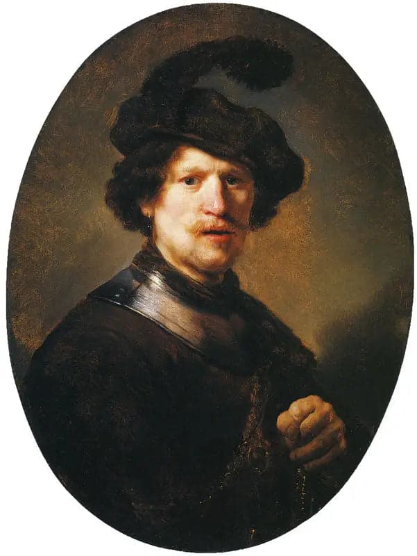 Man Wearing a Feathered Beret and a Gorget