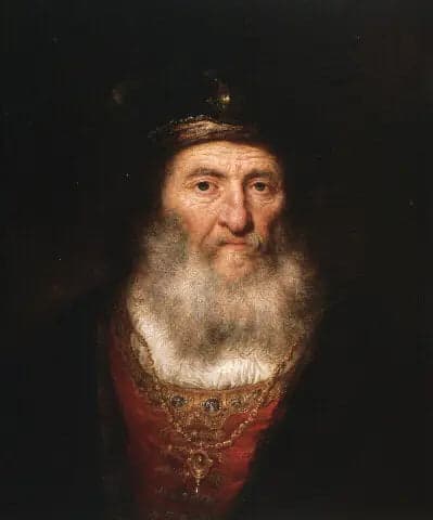 Old Man with Beard and Beret Wearing a Medallion