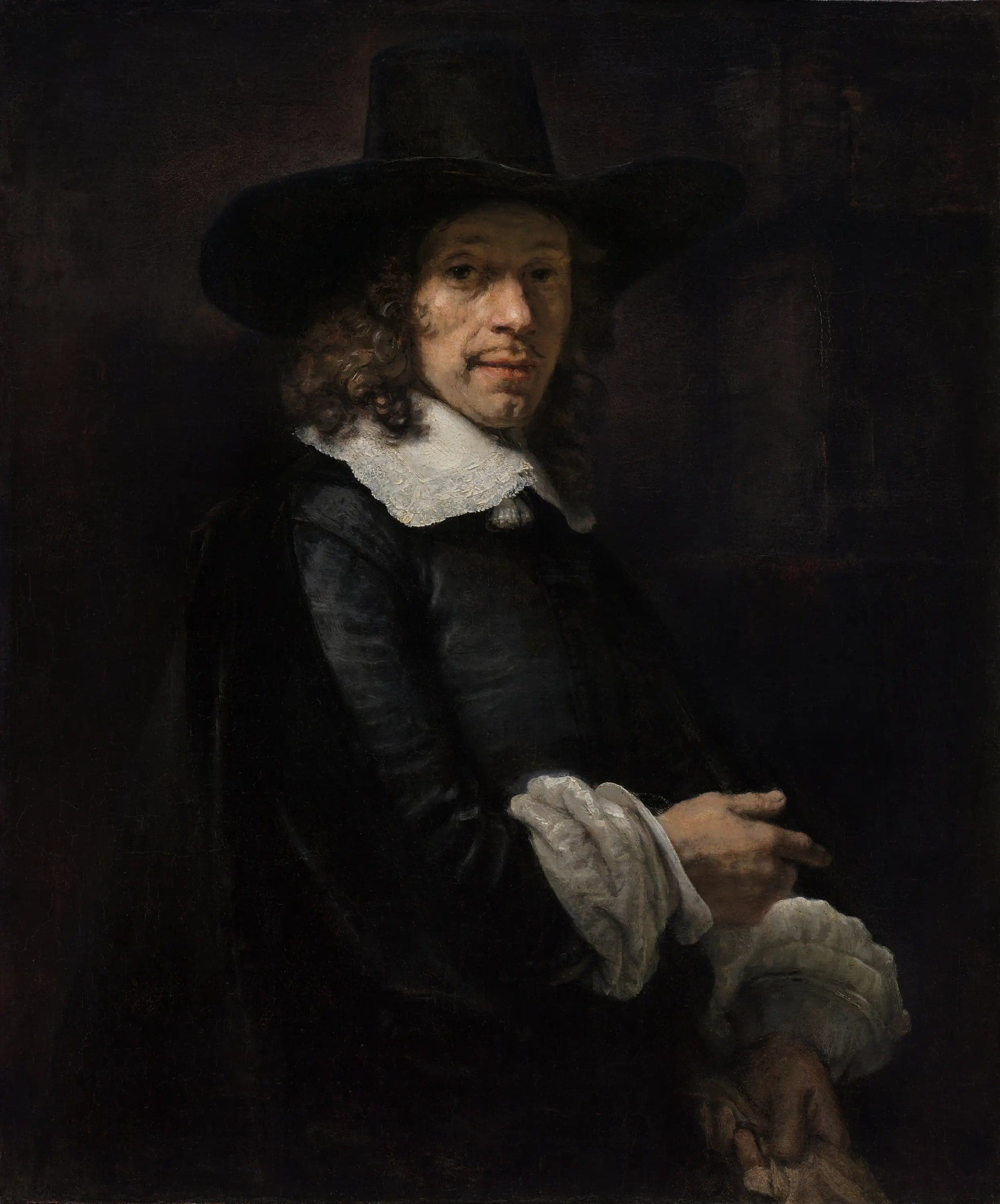 Portrait of a man with a top hat and gloves