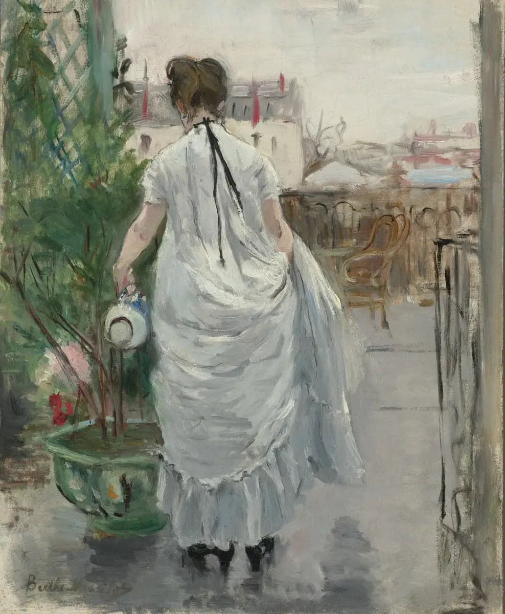 Young Woman Watering a Shrub