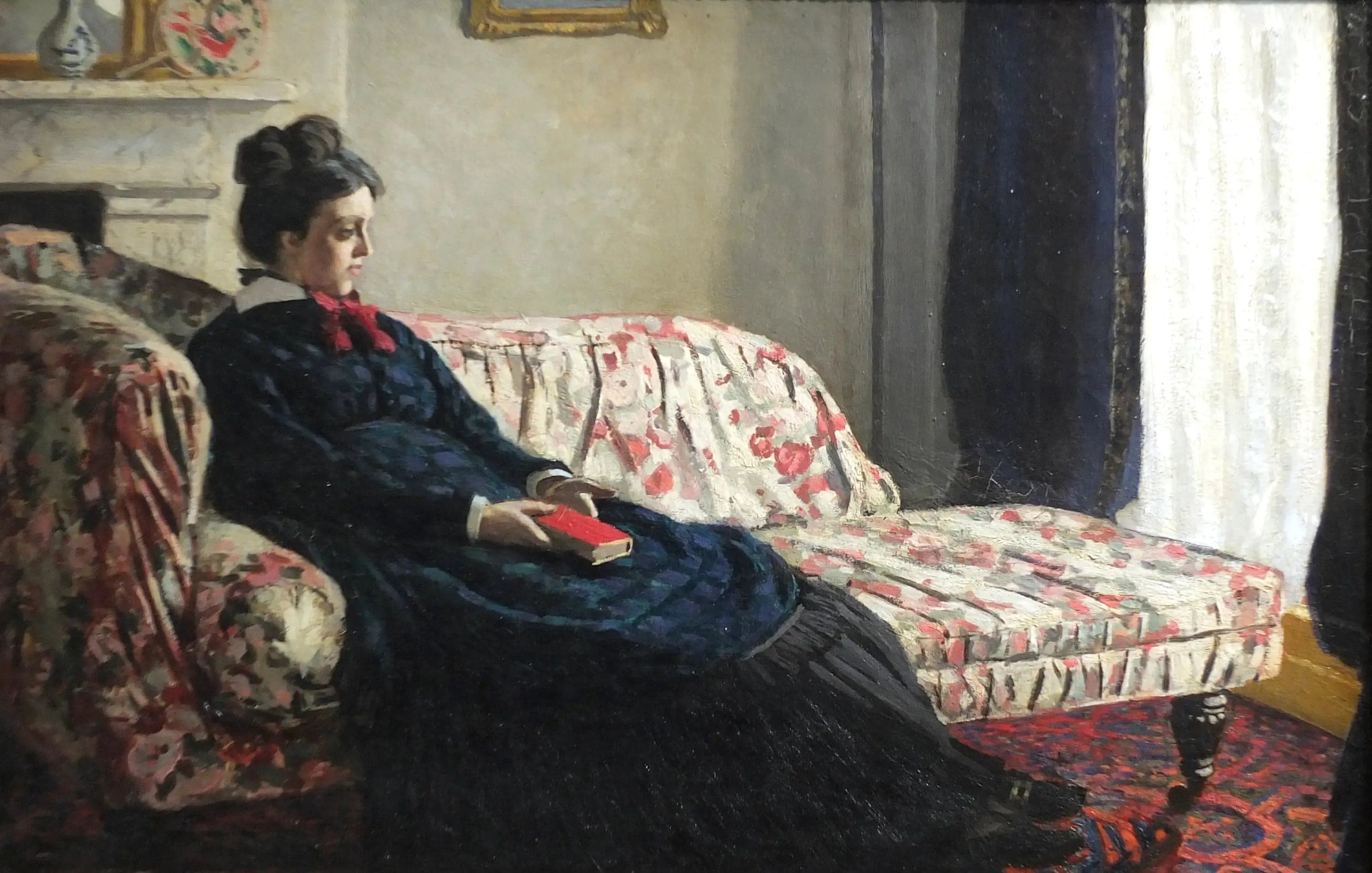 Meditation. Madame Monet on the sofa