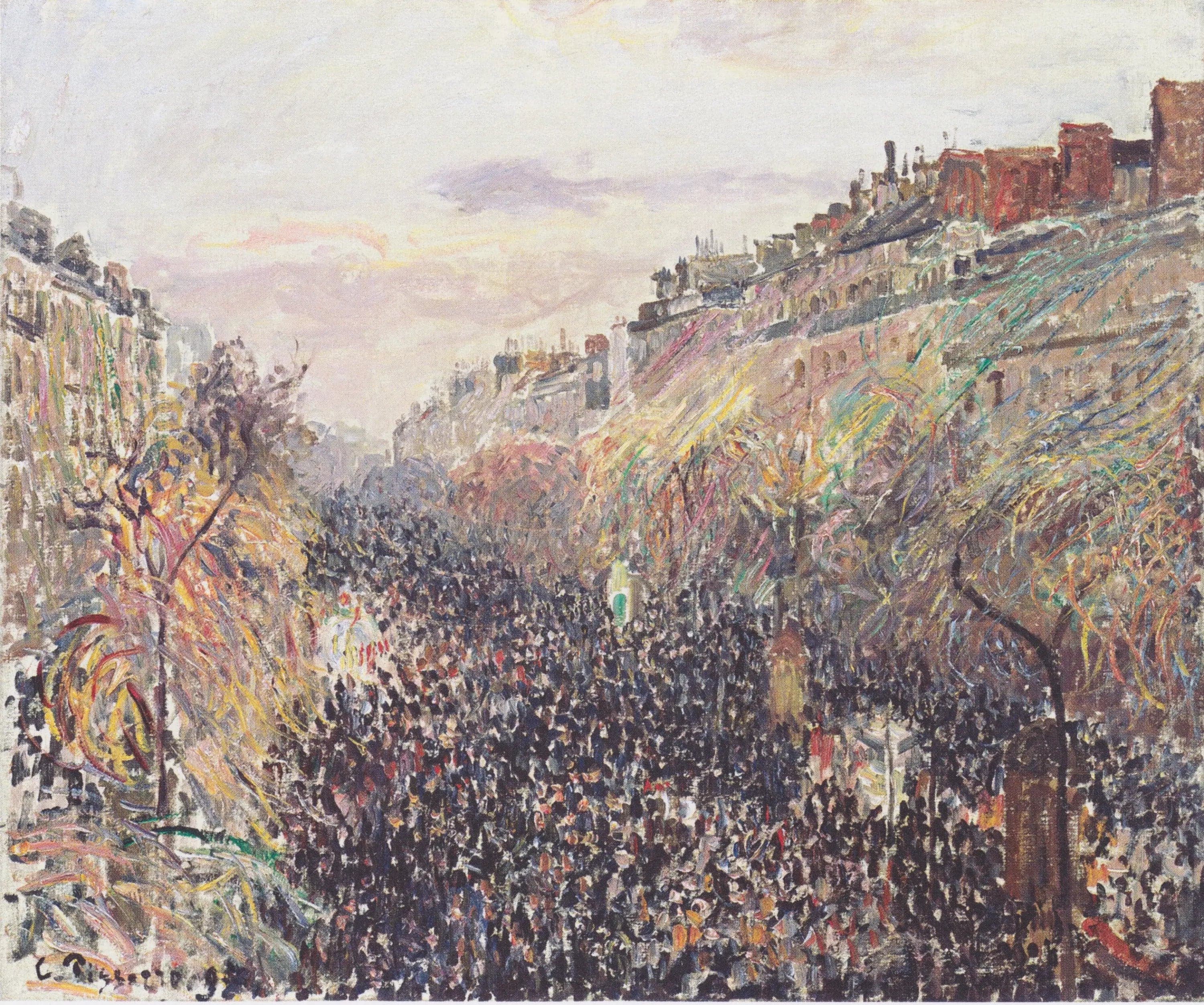 Boulevard Montmartre, Mardi Gras, at sunset