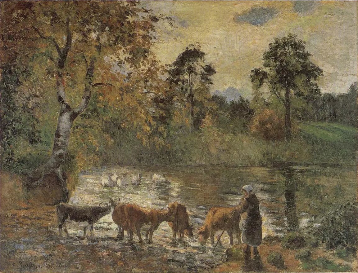 Cows Drinking in the Pond of Montfoucault