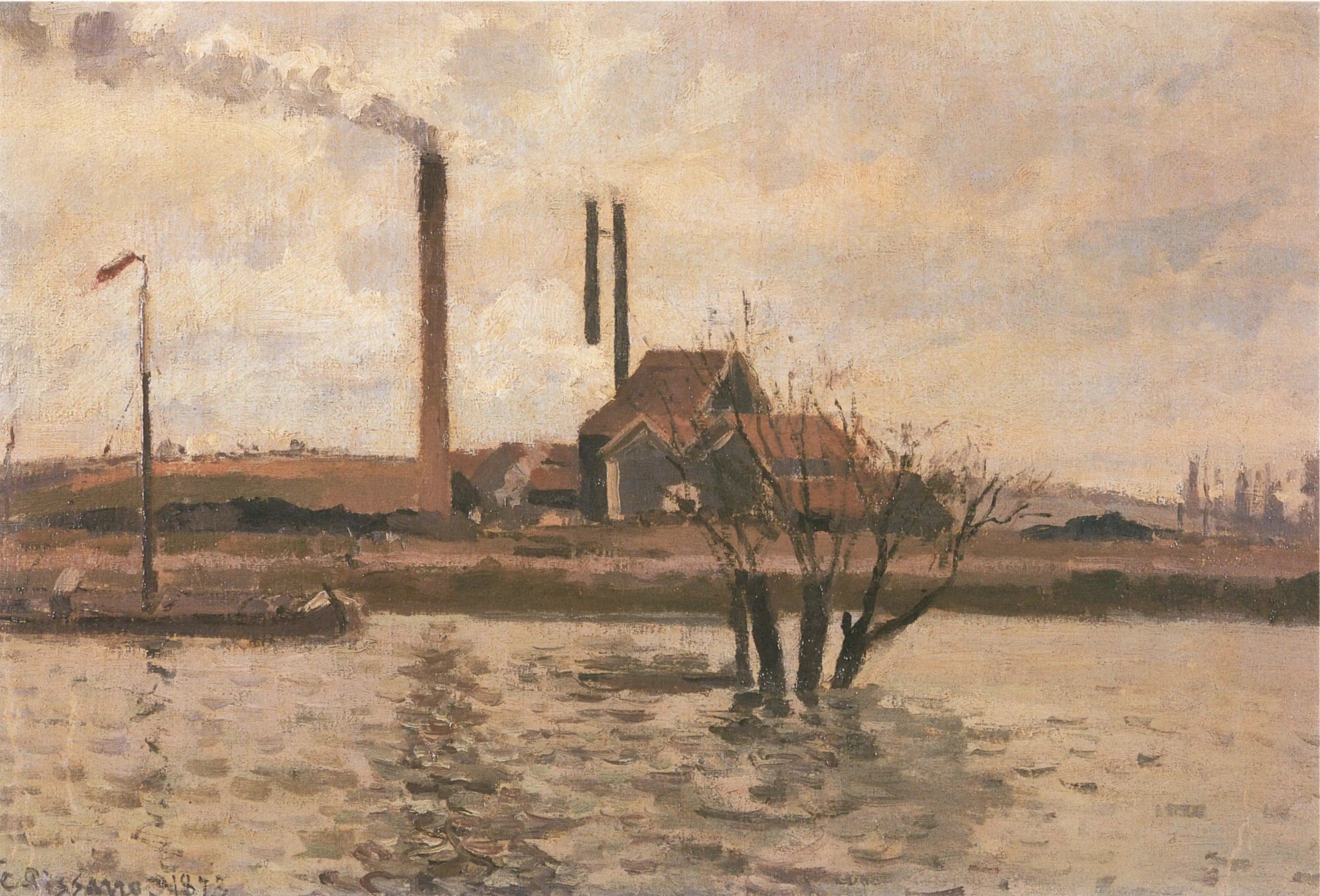 Factory in Saint-Ouen-l'Aumône, the flood of the Oise