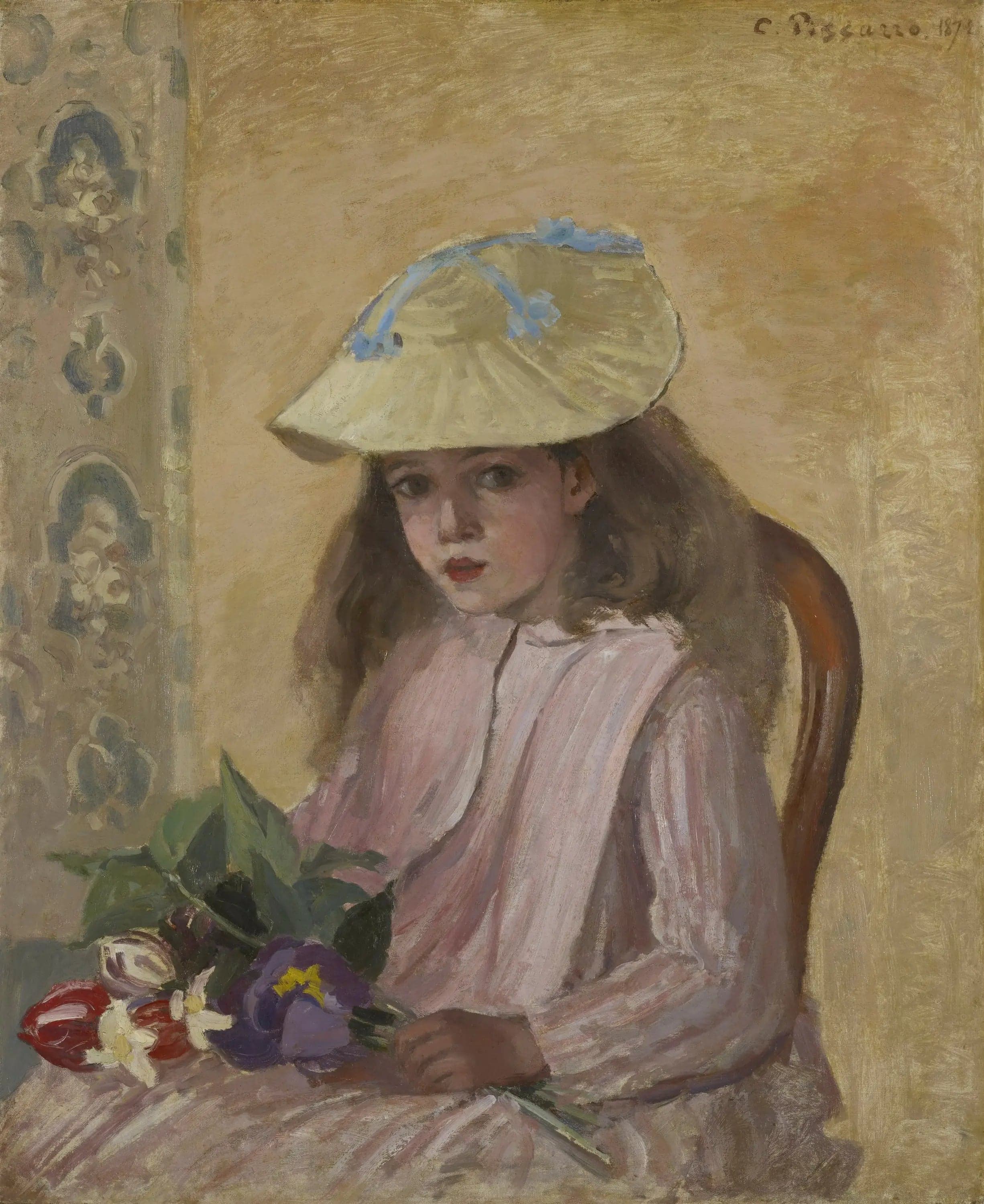 Jeanne Pisarro called Minette with bouquet