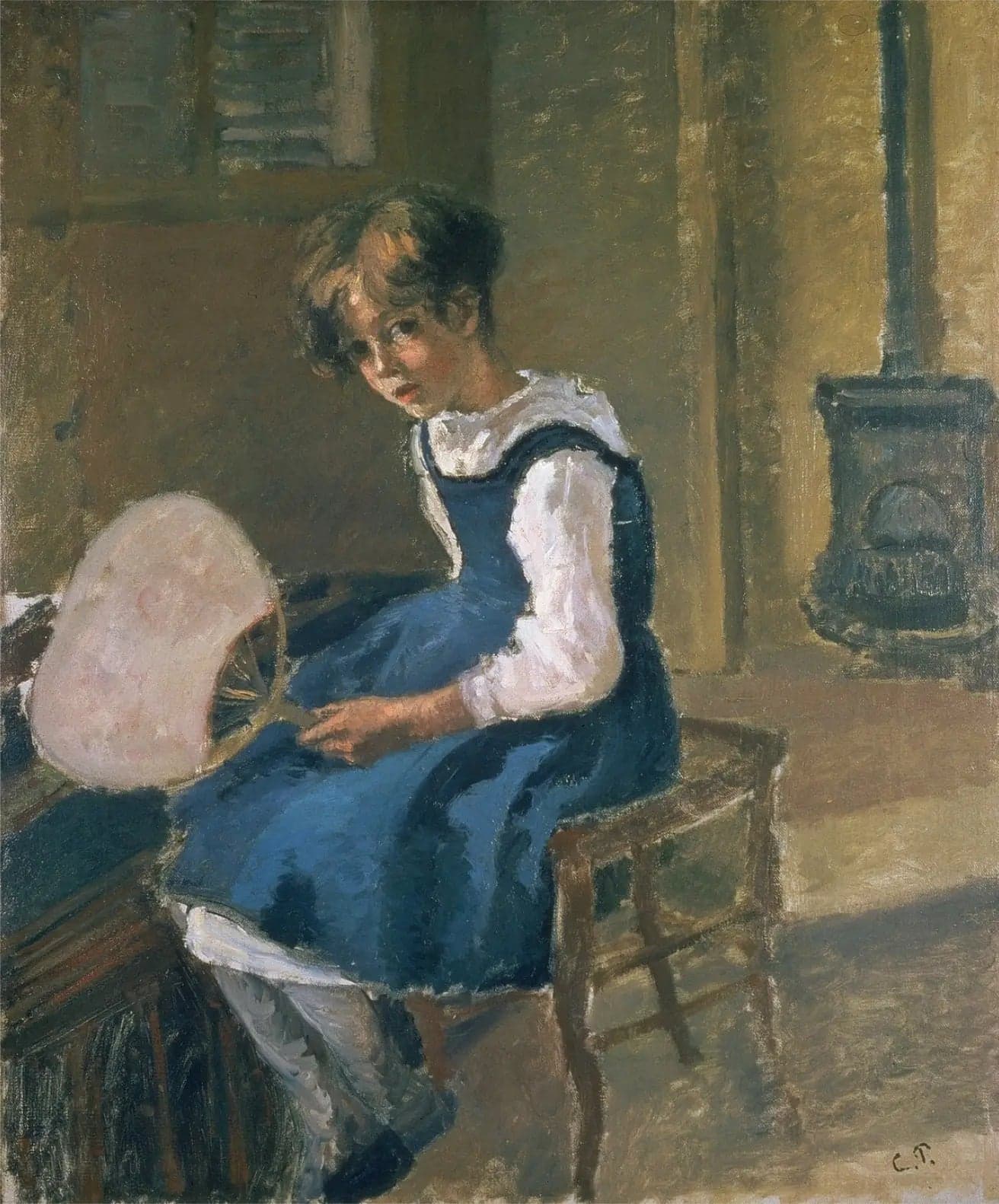 Jeanne Pissarro known as Minette holding a fan