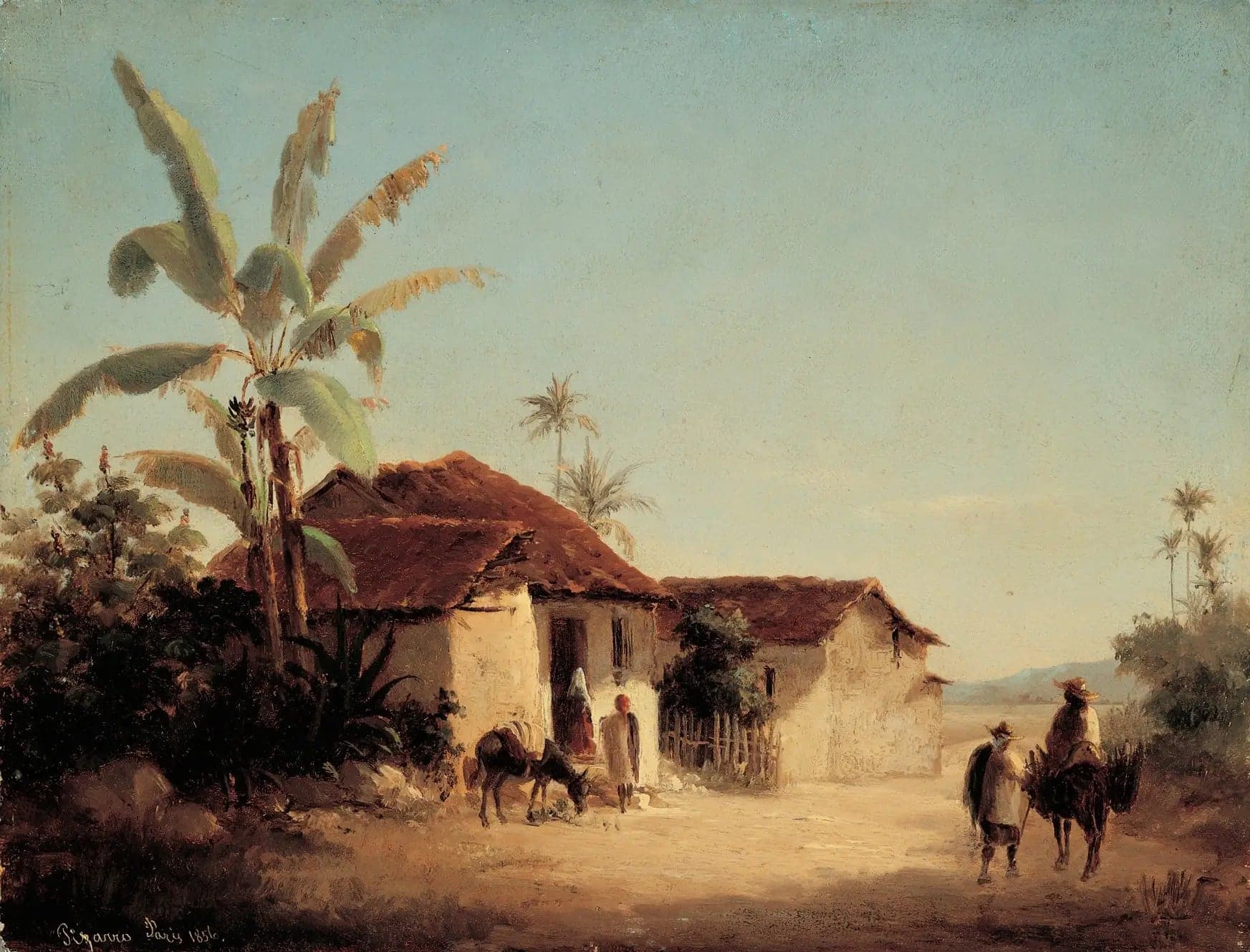 Landscape with Huts and Palm Trees
