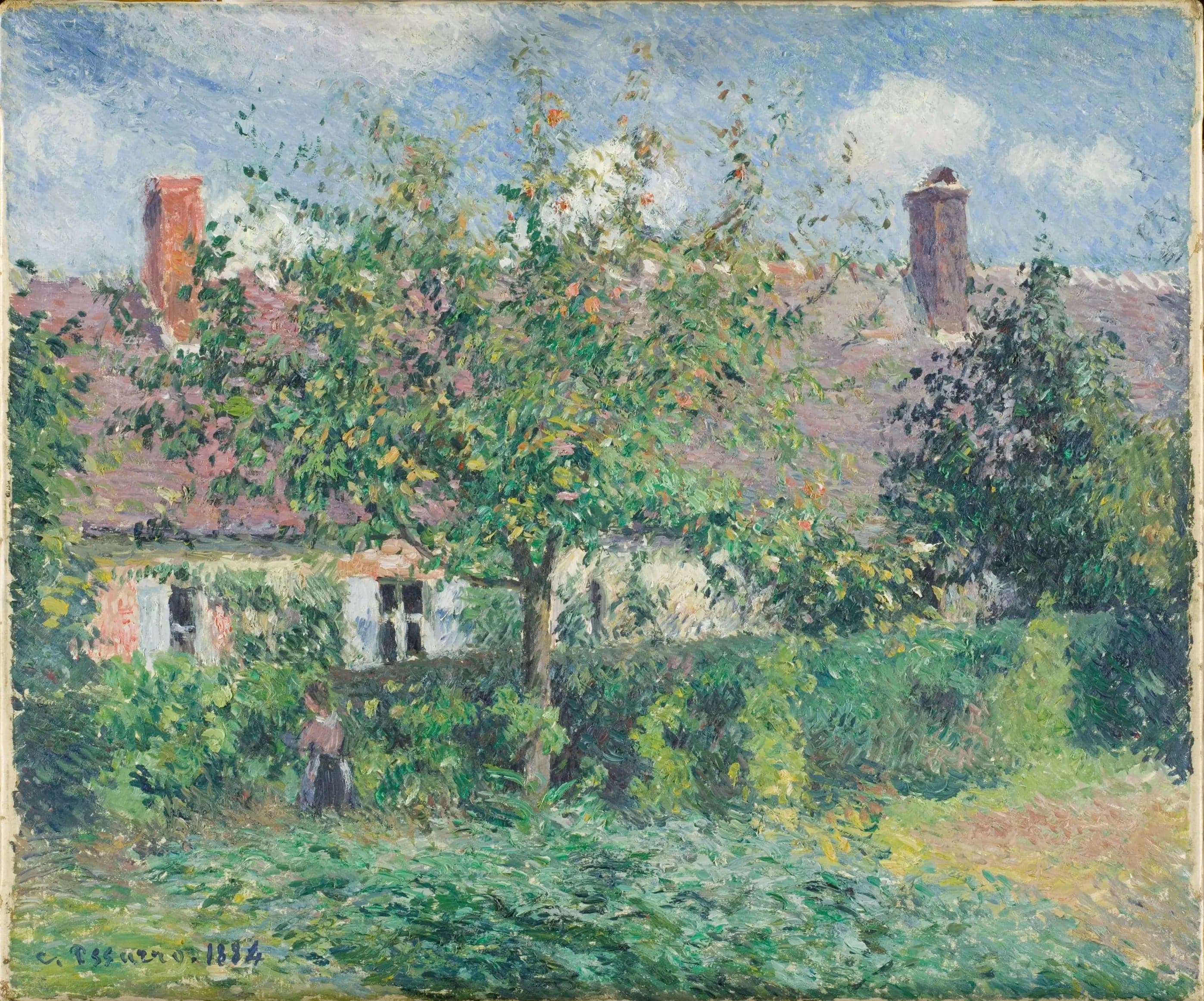 Old Houses at Éragny, by Camille Pissarro, 1884