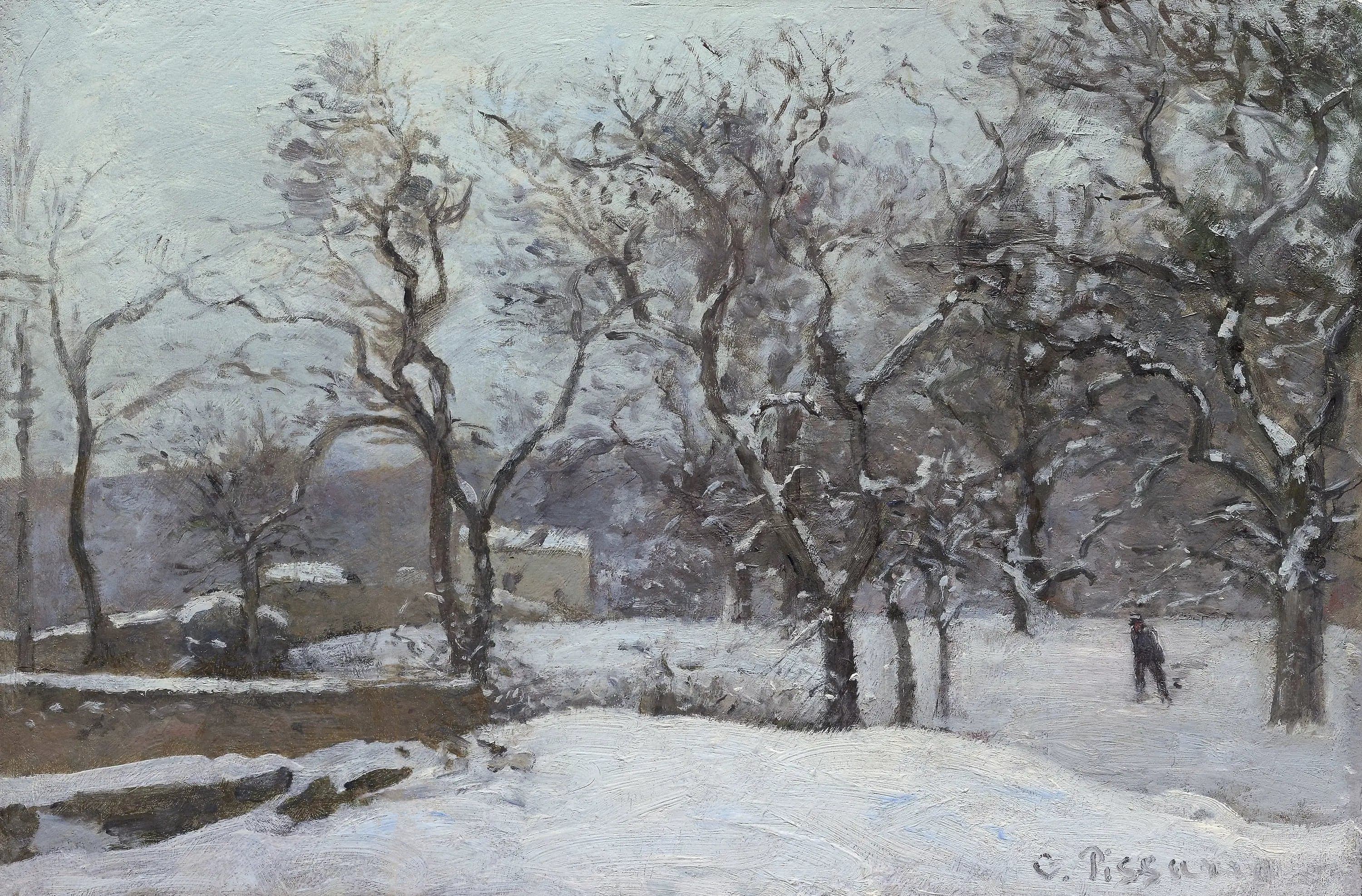 Park of the Château du Pont under the Snow, Louveciennes