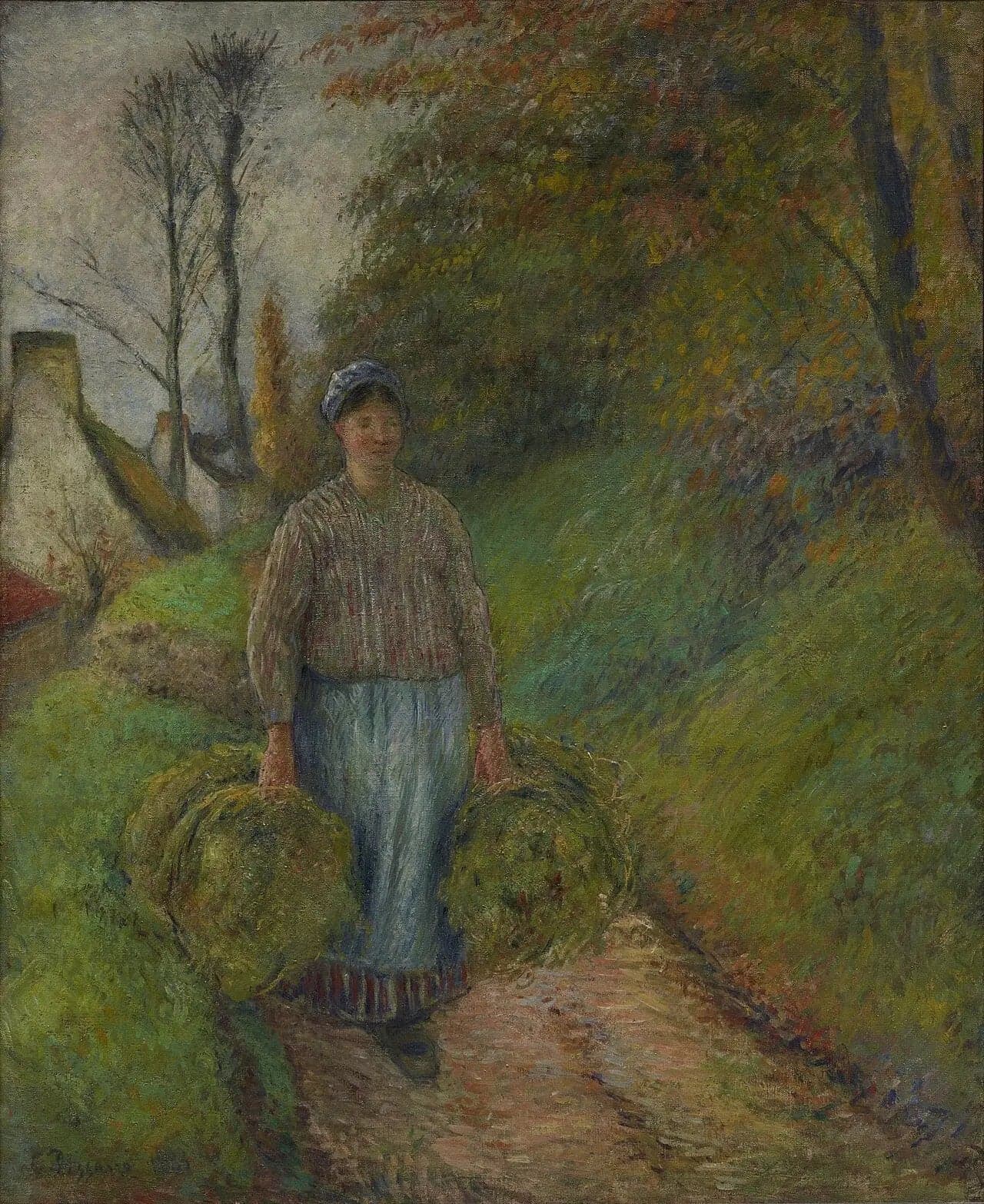 Peasant Woman Carrying Two Bales of Hay