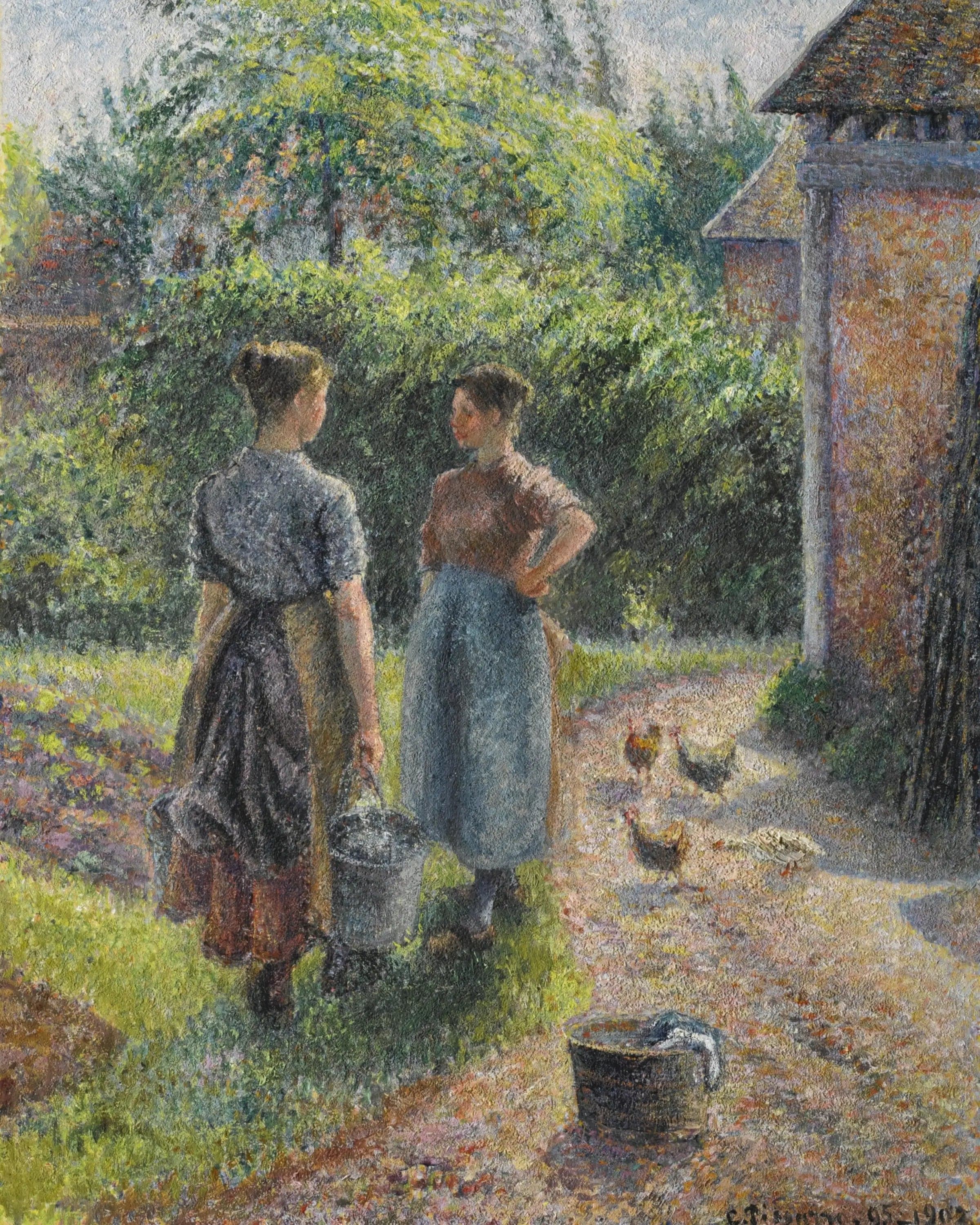 Peasant Women Chatting in the Courtyard of a Farm, Eragny