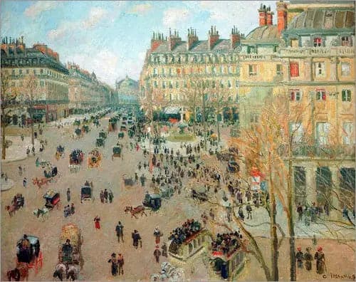 Place of the Théâtre-Français and Avenue de l'Opéra, winter effect of the sun