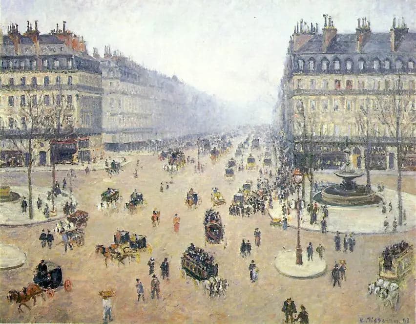 Place of the Théâtre-Français and the Avenue de l'Opéra, misty weather