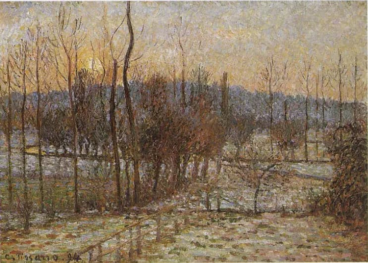 Snow, setting sun, Éragny