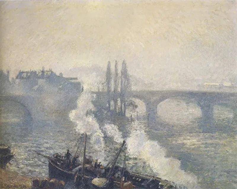 The Corneille Bridge in Rouen, morning mist