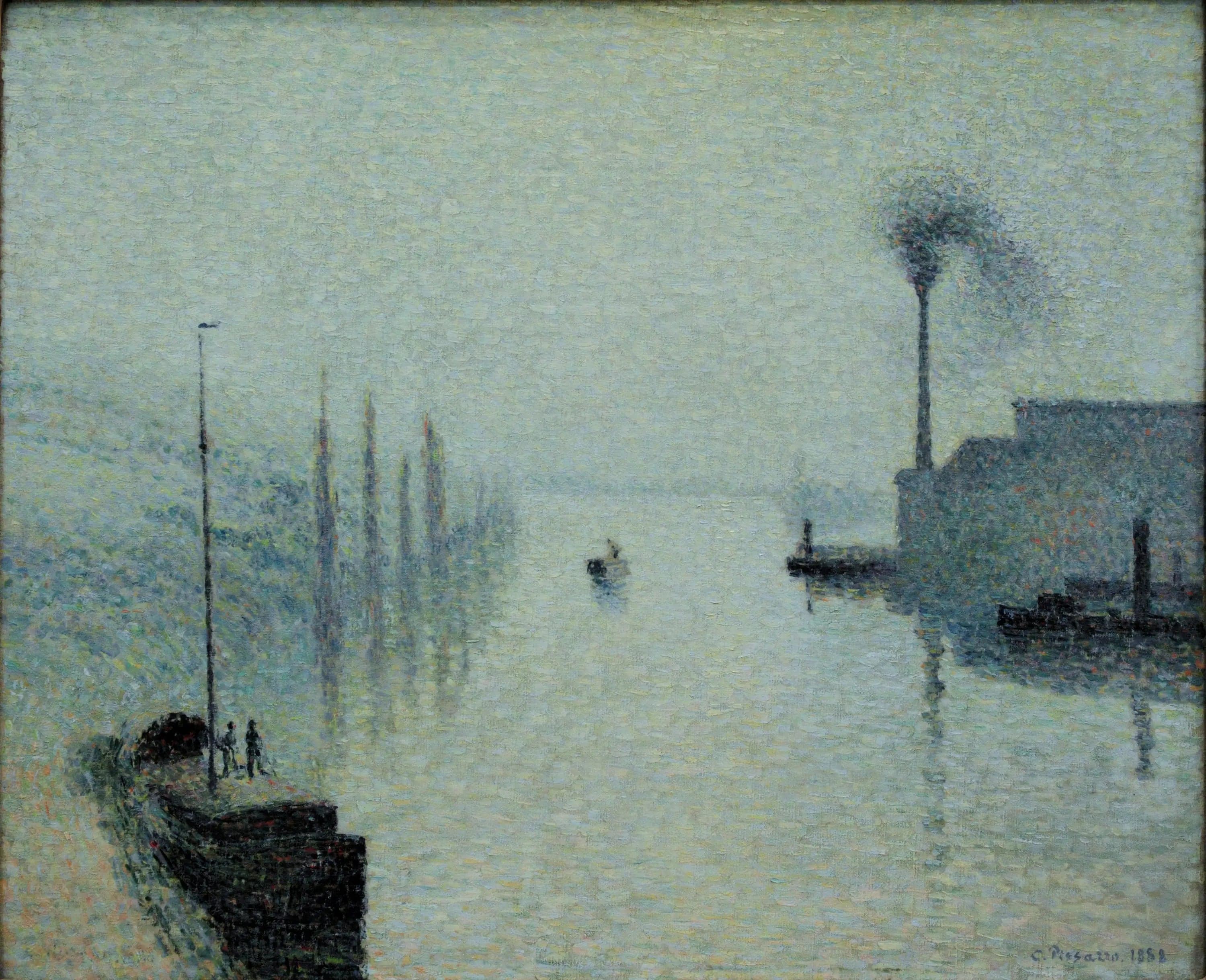 The Seine at Rouen, Lacroix Island, fog effect