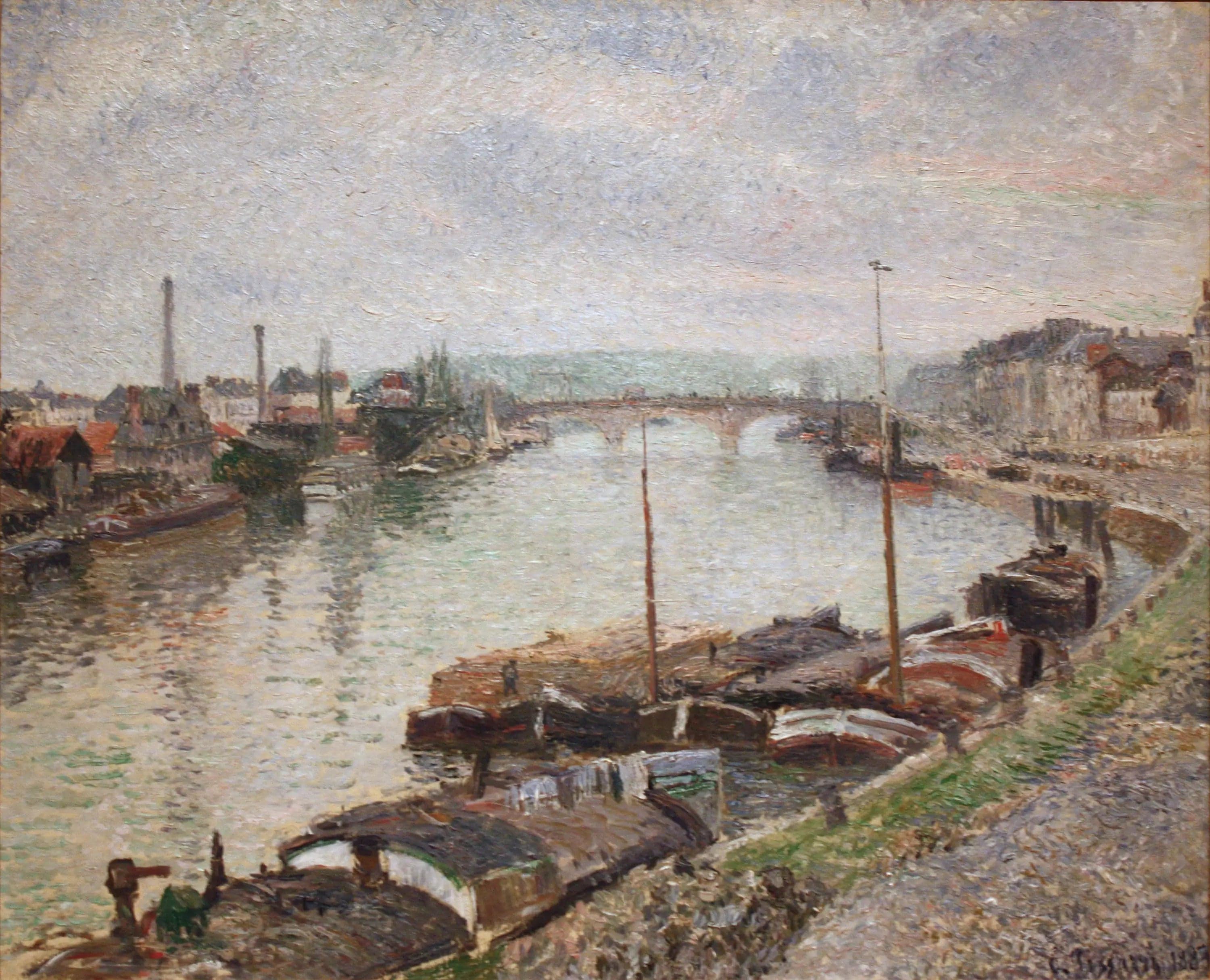 The Stone Bridge and the Barges in Rouen