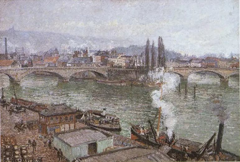 The Stone Bridge in Rouen, Gray Weather