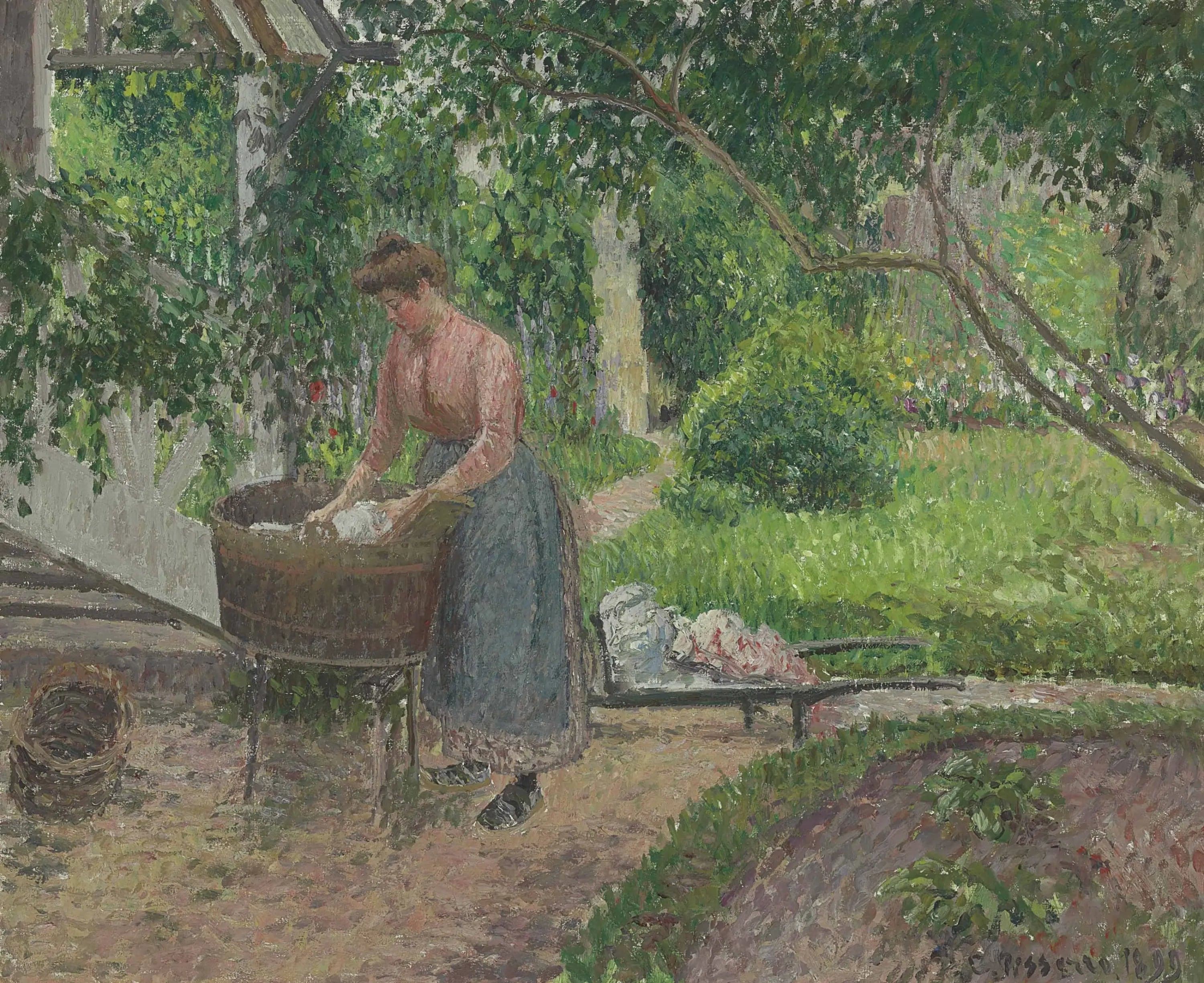 Woman Washing Laundry in the Garden, Éragny