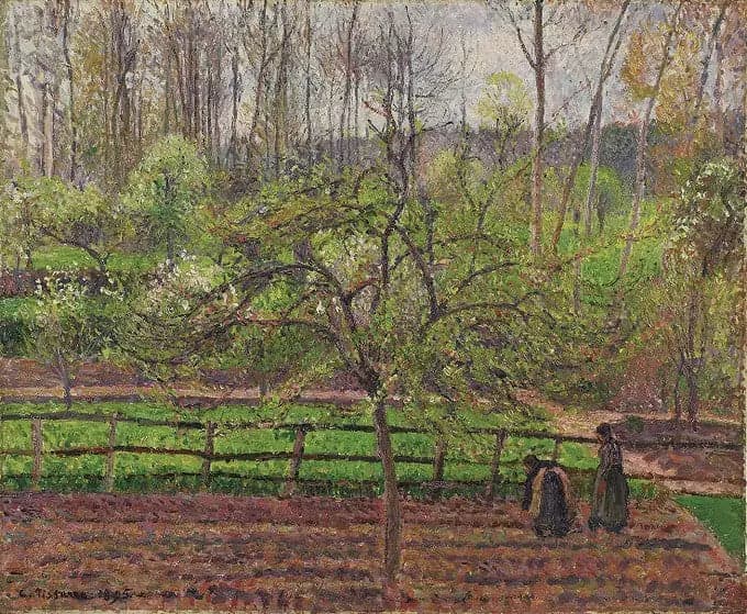 Women in a Garden, Spring, Gray Weather, Éragny