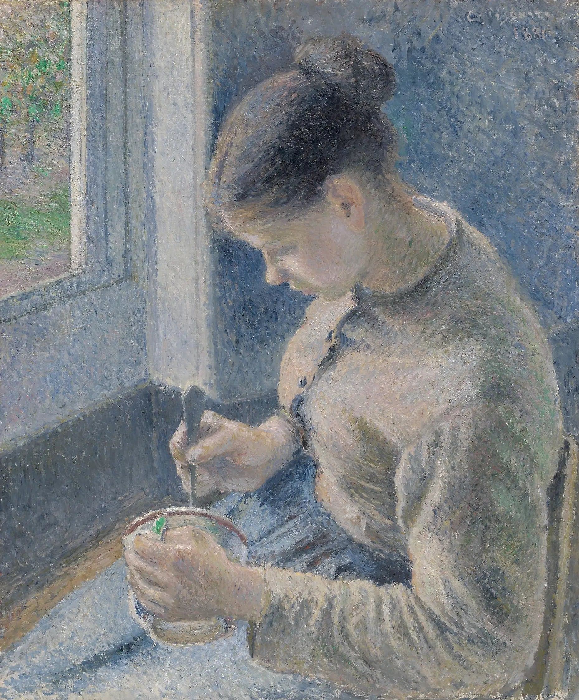 Young Peasant Woman Having Her Coffee