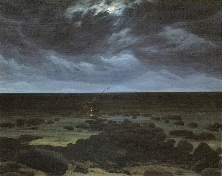 Shore with Stranded Boat in the Moonlight