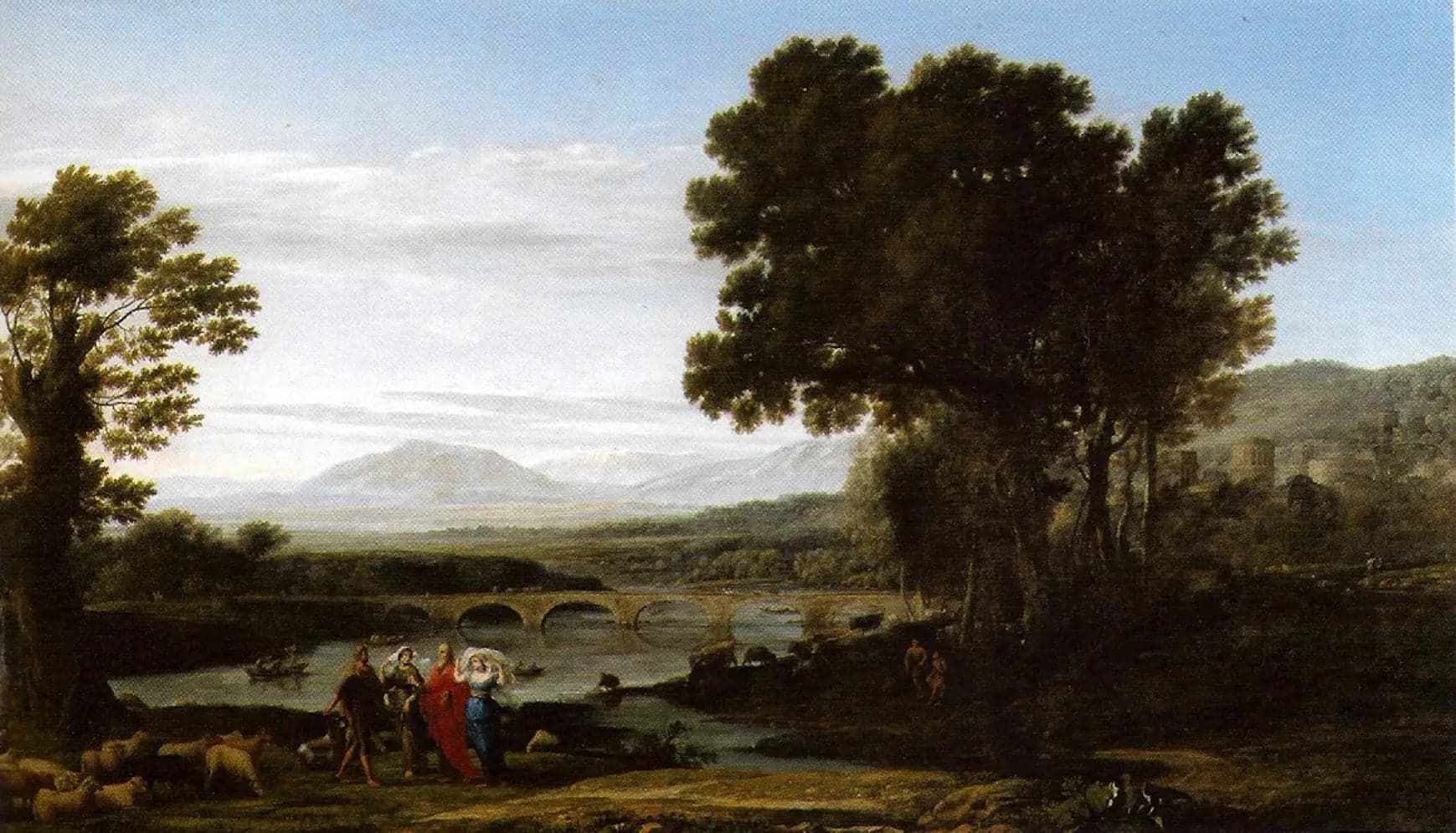 A river landscape with Jacob, Laban and his daughters