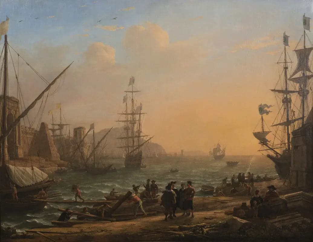 Evening: A Seaport at Sunset