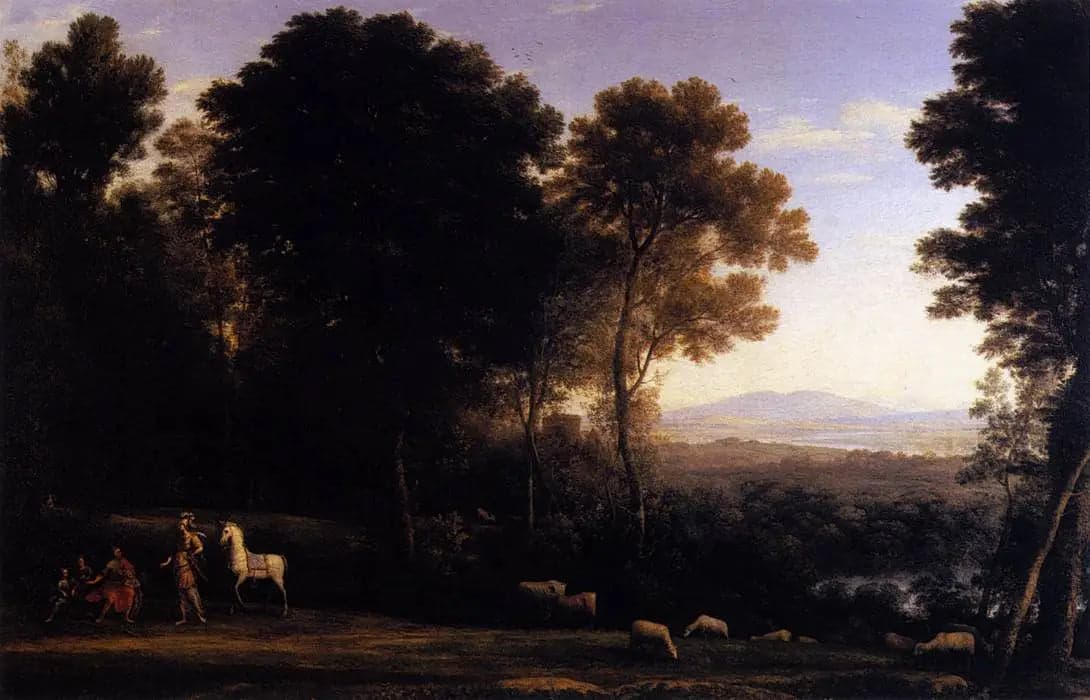 Landscape with Erminia in conversation with the old man and his sons