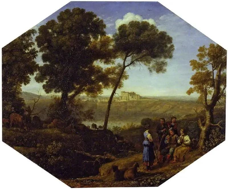 Pastoral landscape with Lake Albano and Castel Gandolfo