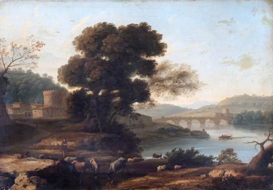 Pastoral landscape with Ponte Molle, Rome