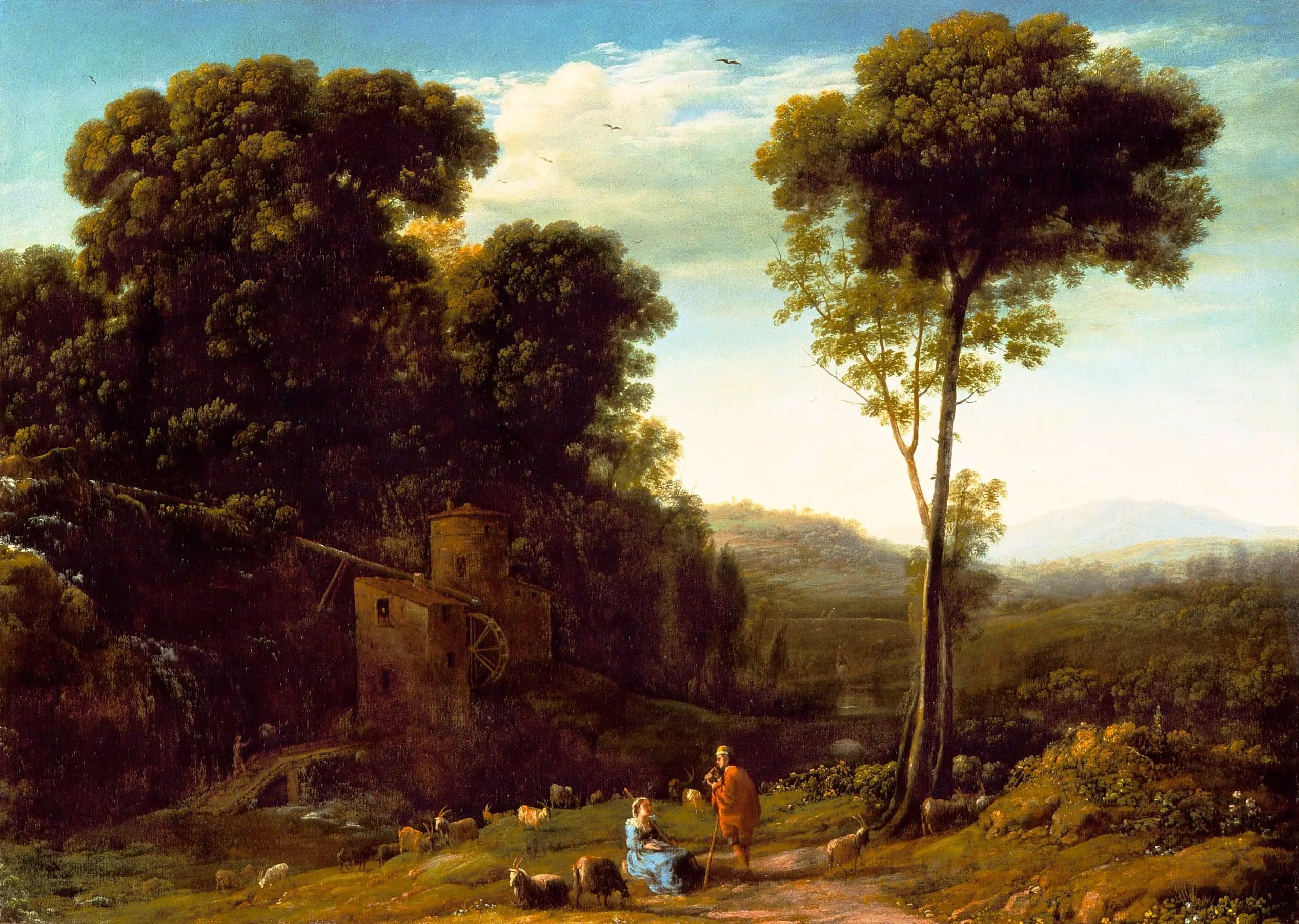 Pastoral landscape with a mill