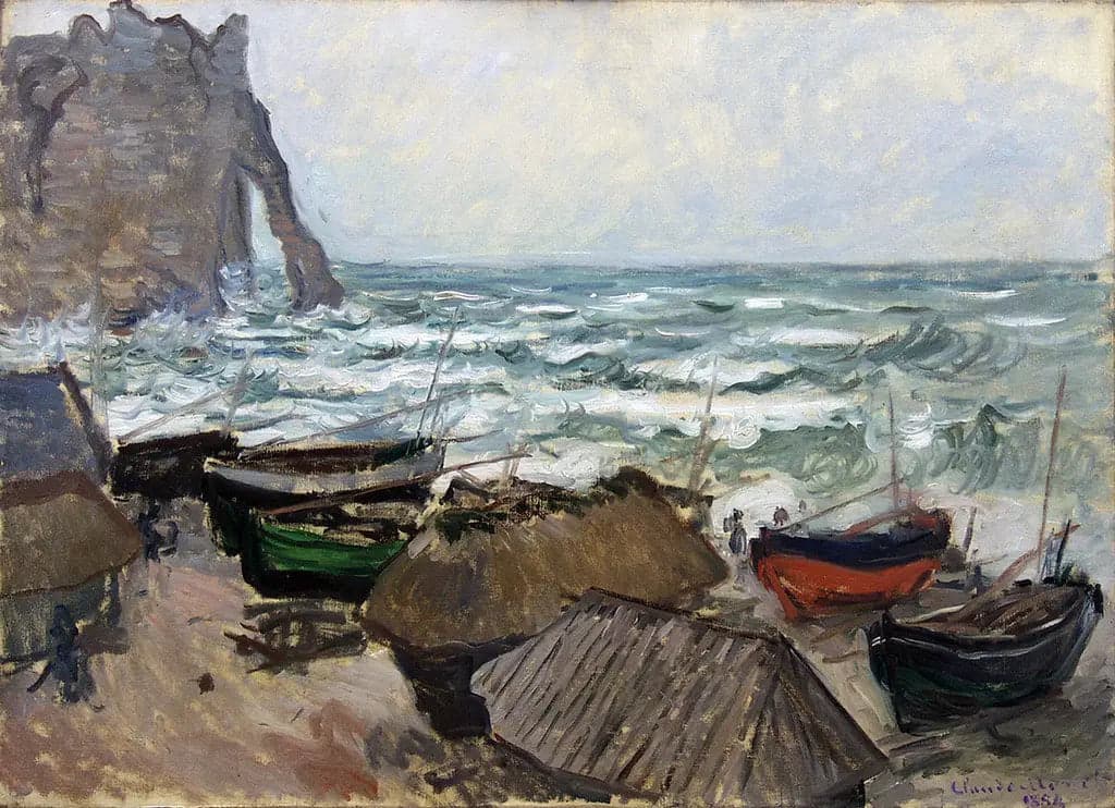 Cliffs and Boats at Étretat