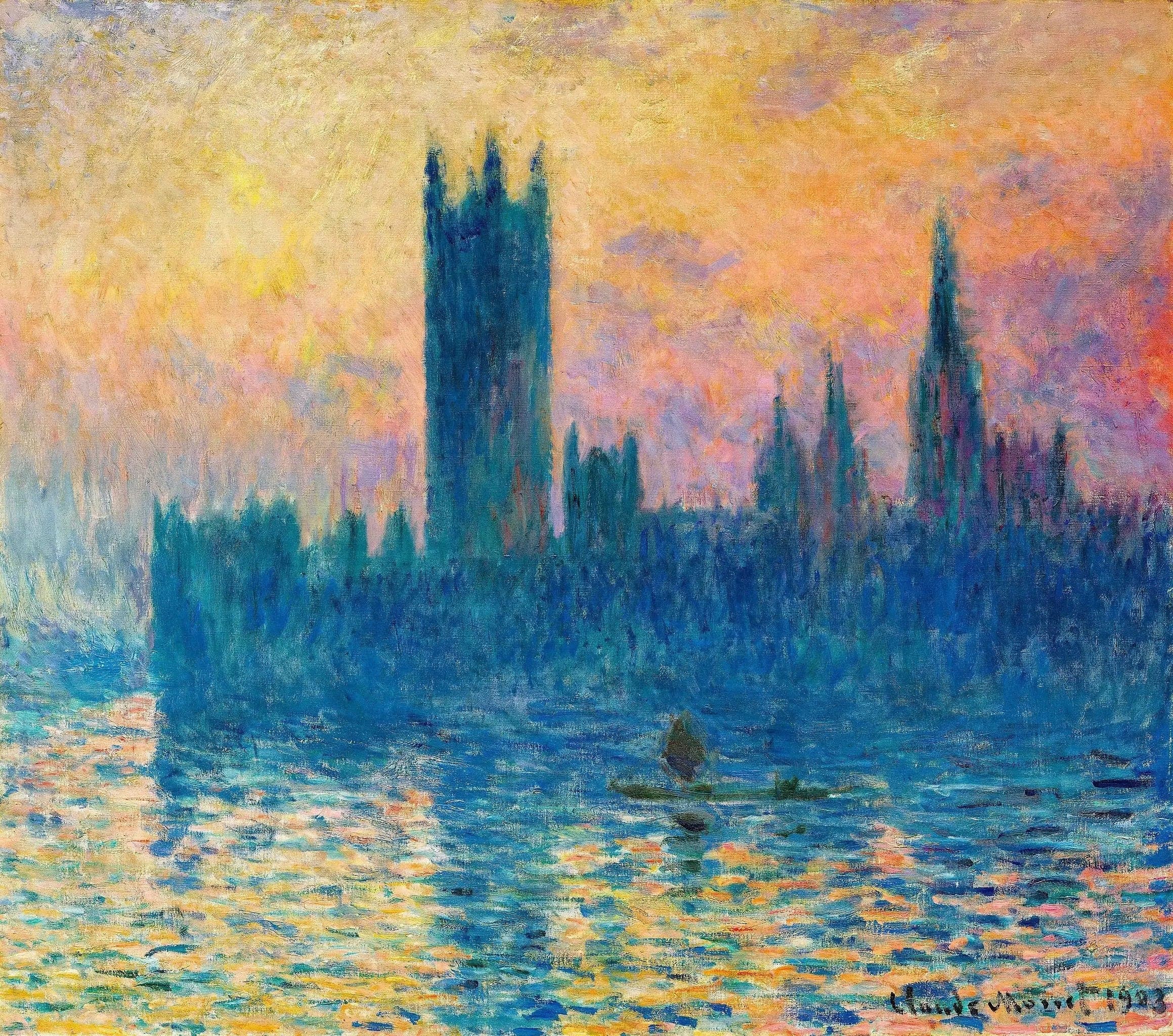 The Parliament of London, sunset