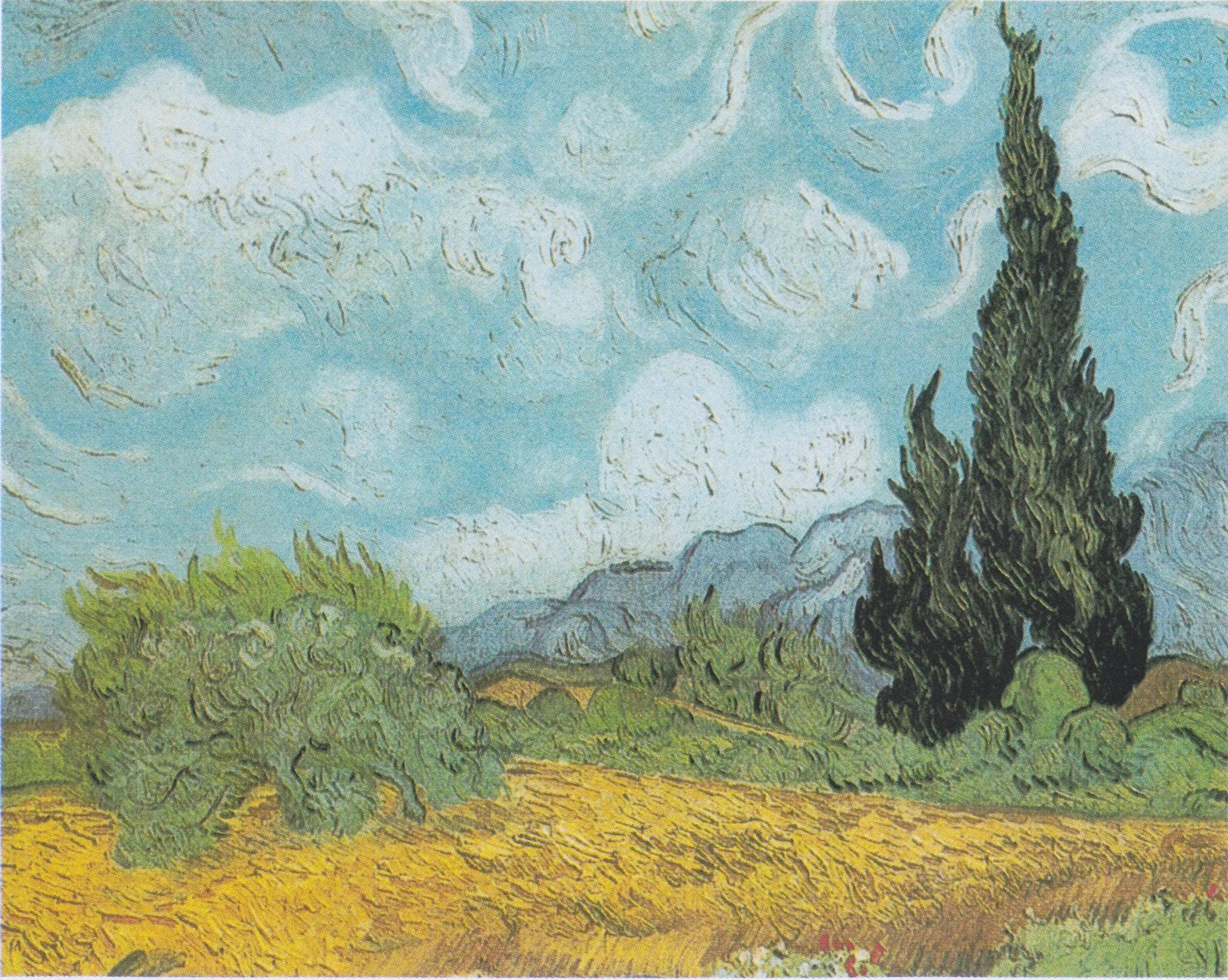 Wheat Field with Cypresses