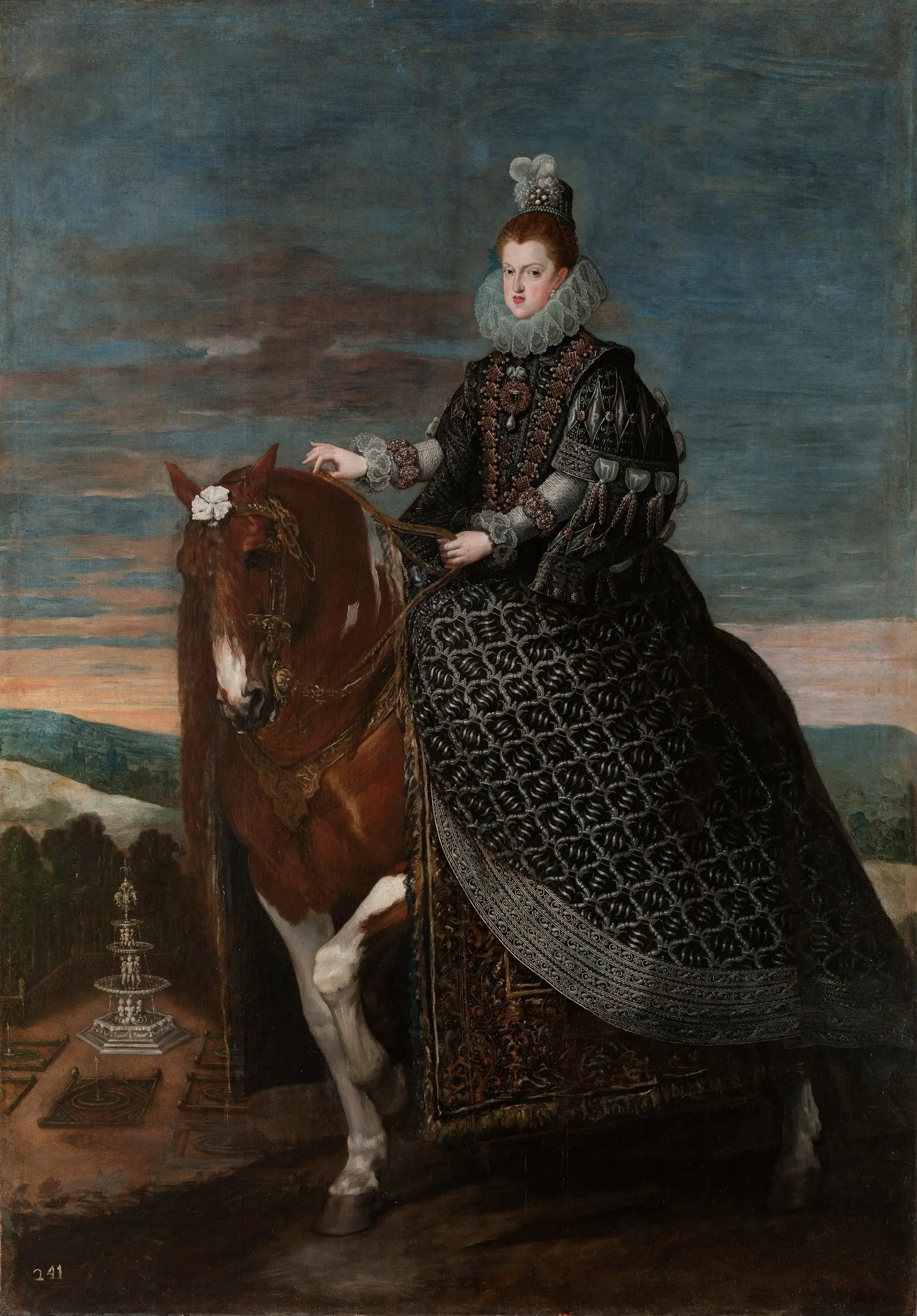 Queen Marguerite of Austria on horseback