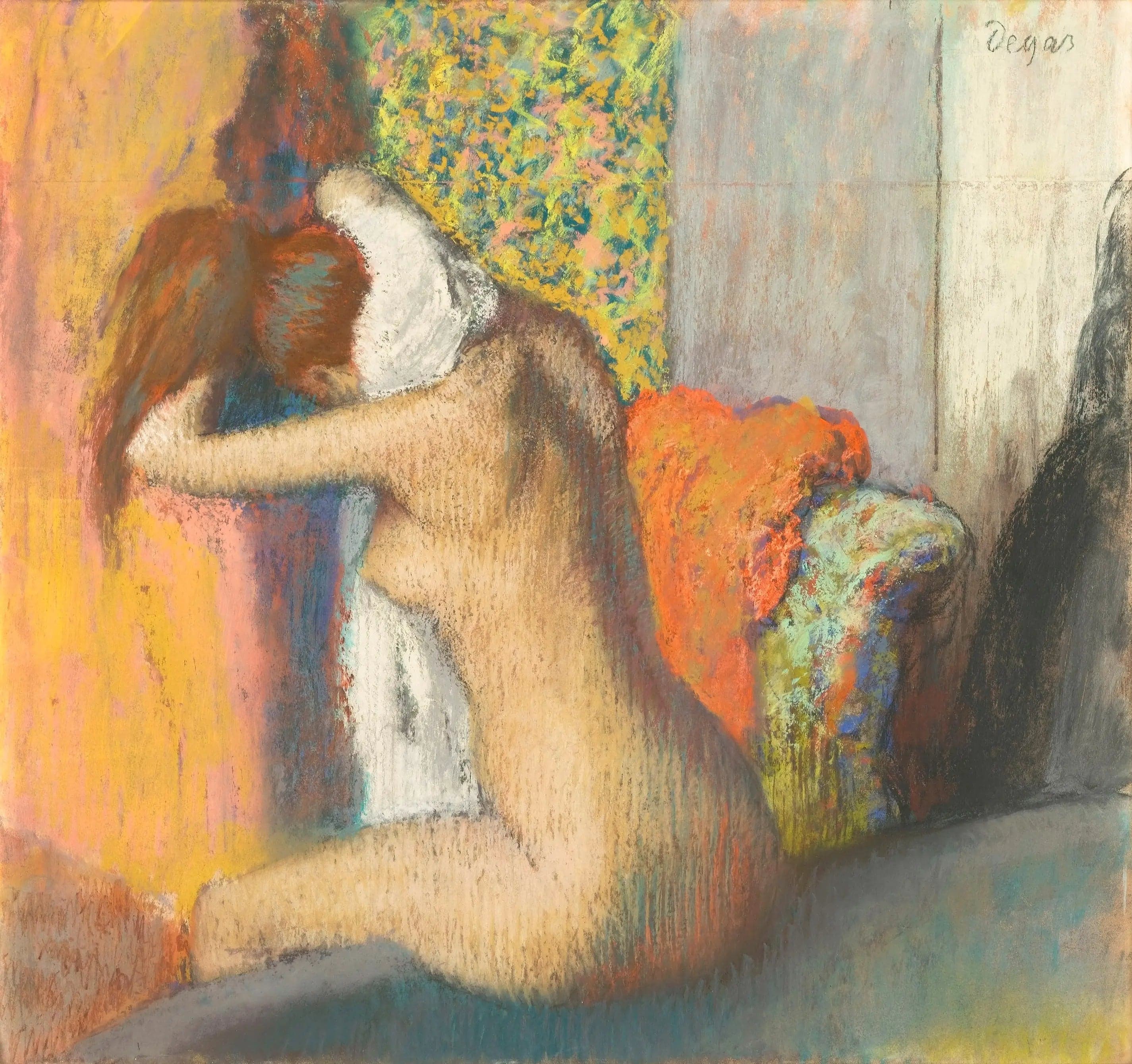 After the Bath, Nude Woman Drying Herself