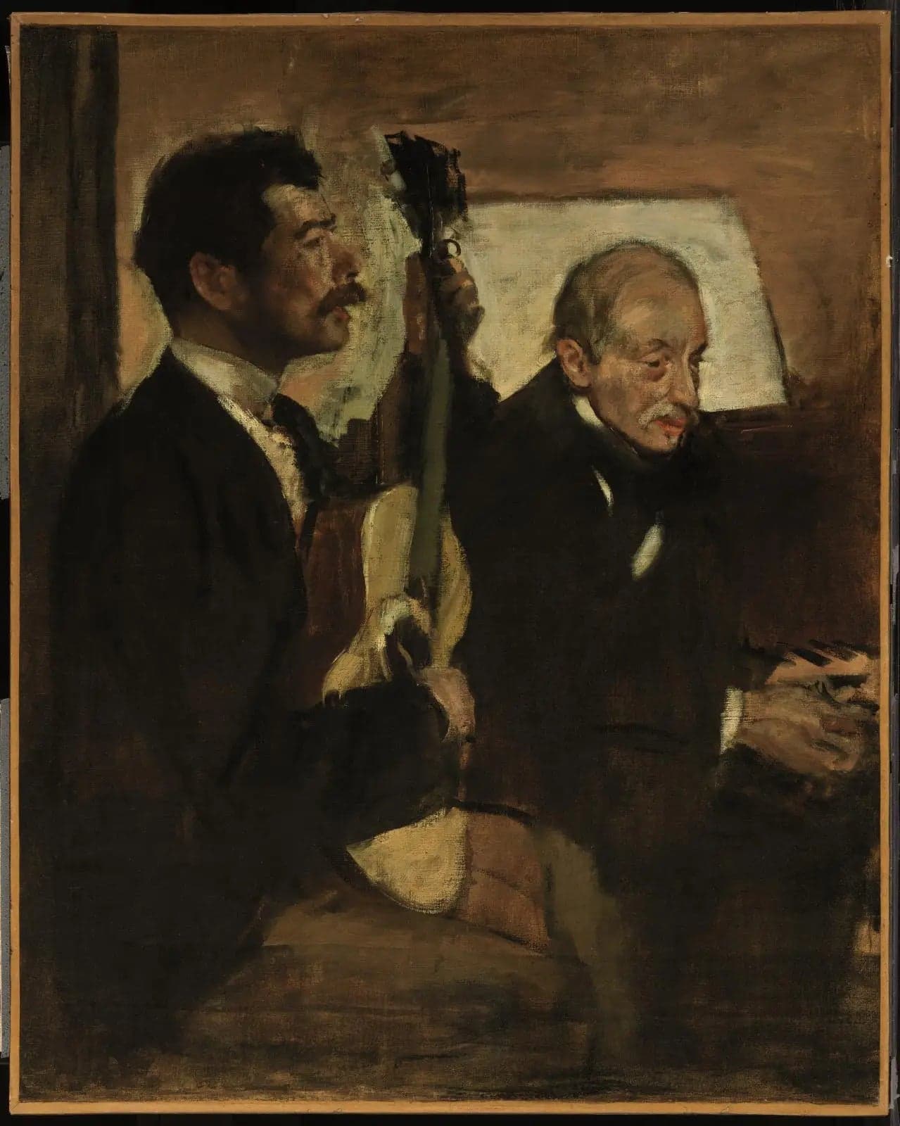 The father of Degas listening to Lorenzo Pagans play the guitar