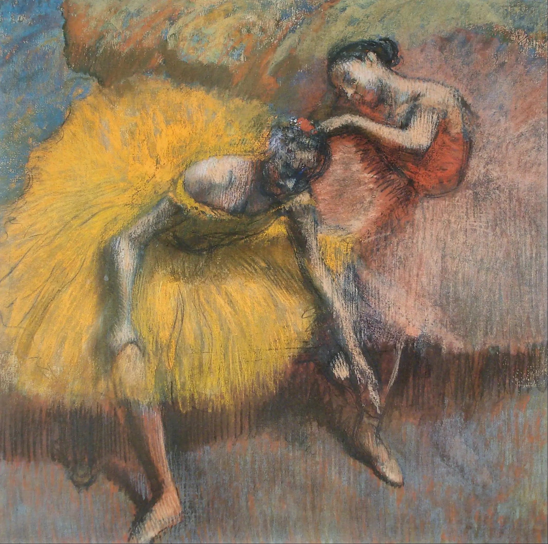 Two Dancers - Yellow and Pink