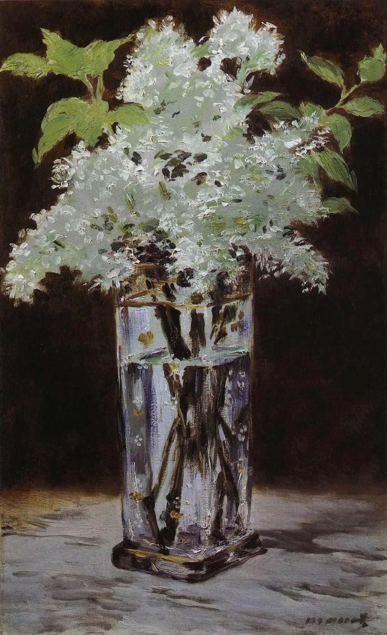 White Lilac in a Crystal Vase