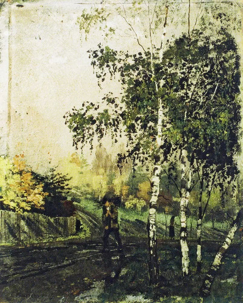 Birches and Men Carrying Branches