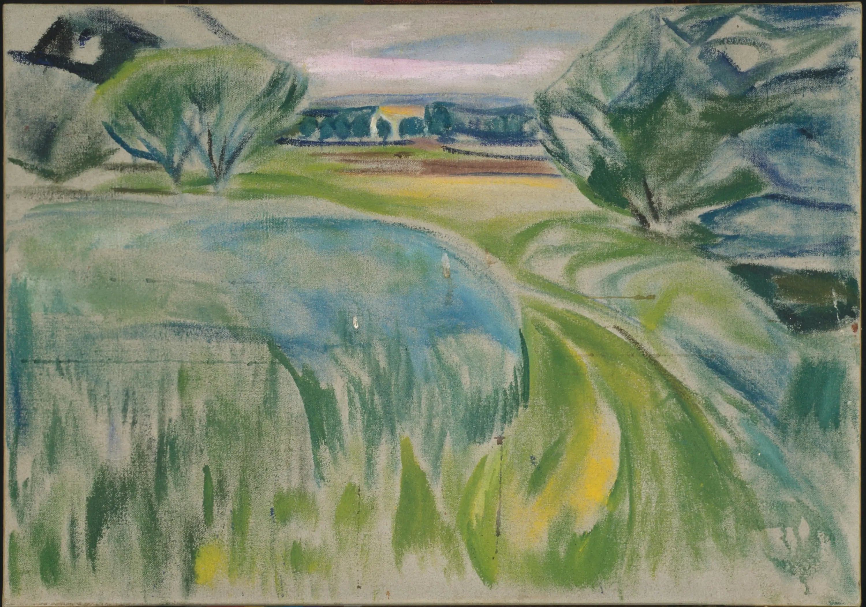 Landscape with Green Fields