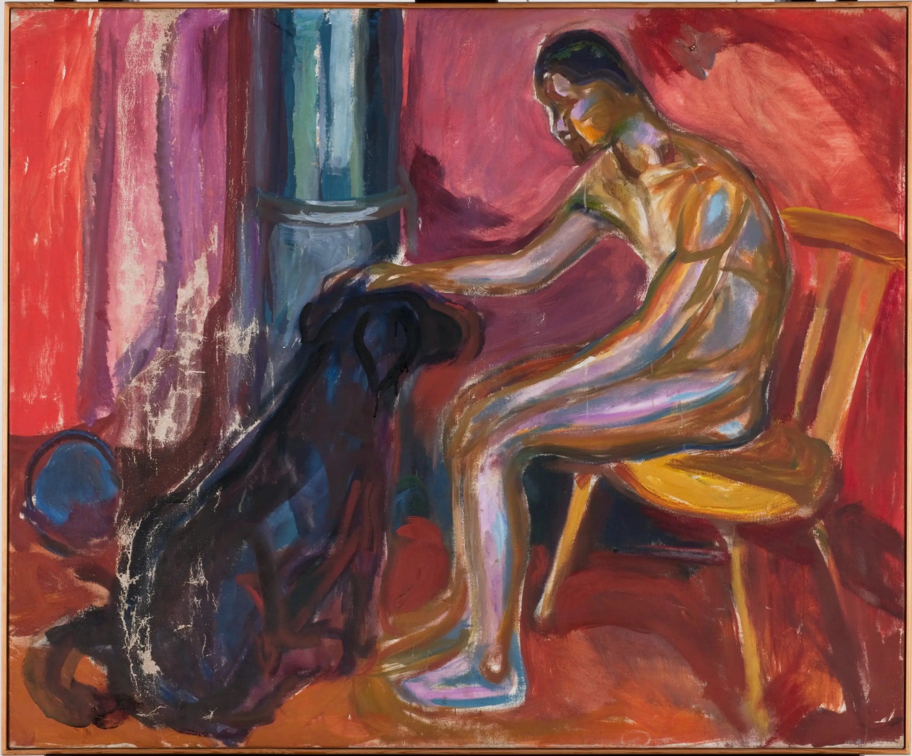 Nude Man Sitting with a Dog