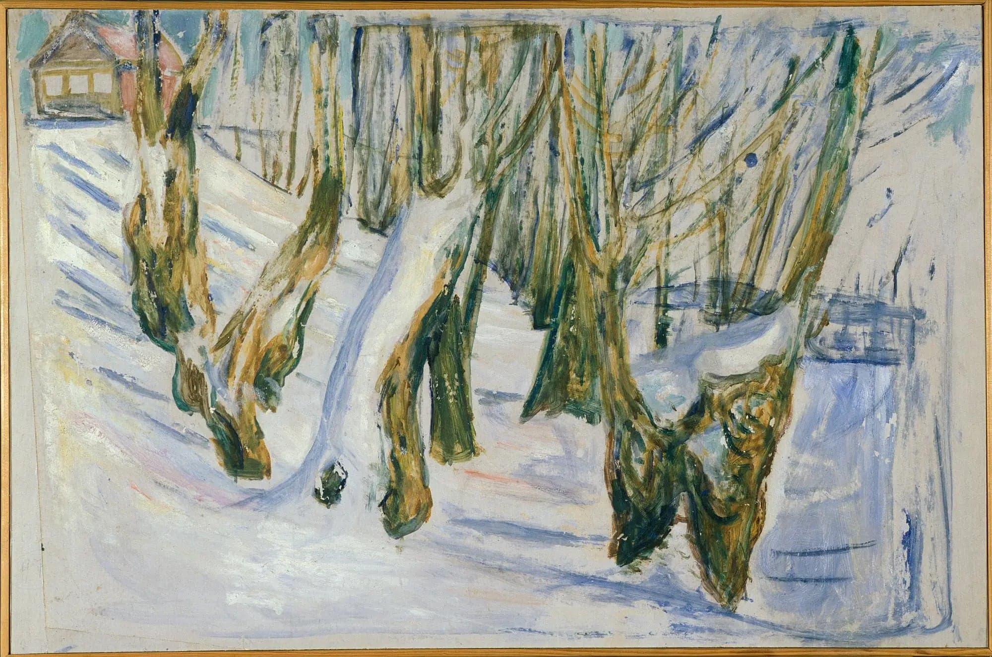 Rough trunks in the snow