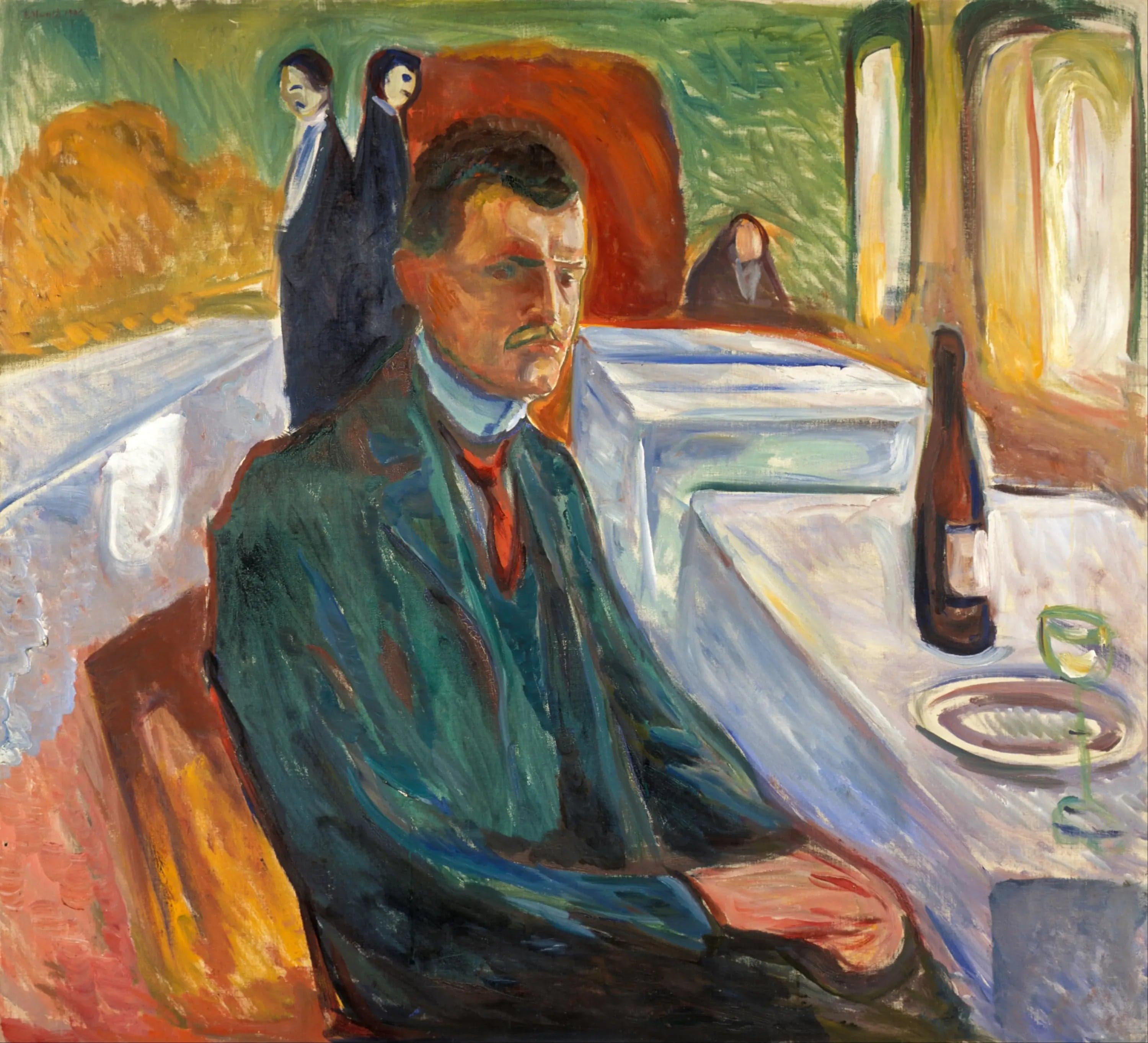 Self-Portrait with Wine Bottle