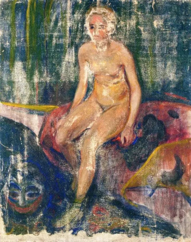 Sitting Nude and Grotesque Mask